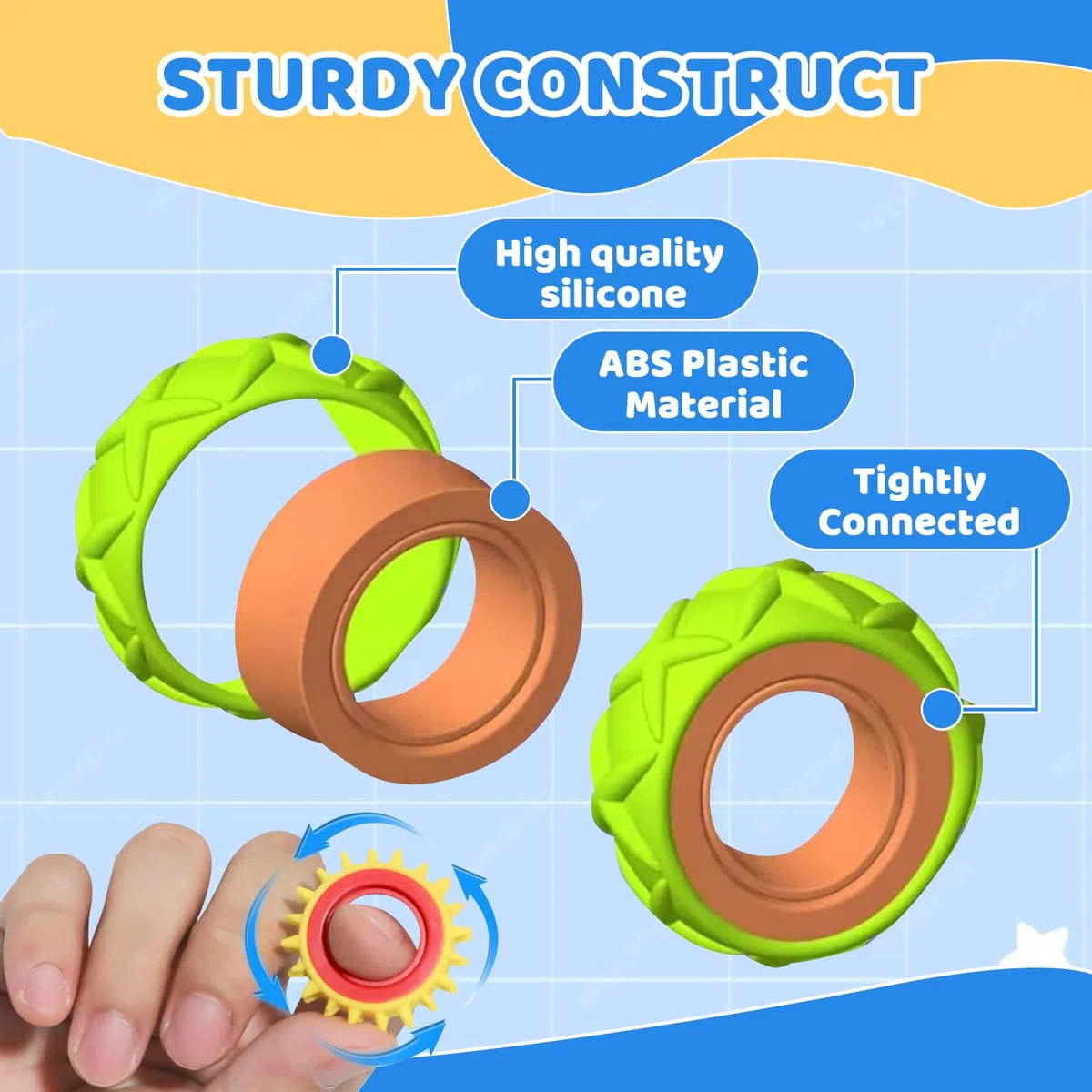 12 Pezzi Anelli Antistress per Agopressione, Fidget Anello Toys, Fidget Anello Toys per Adulti, Finger Spinner Rings, per Terapia di Sollievo Dall'Ansia, Antistress, Autismo e ADHD