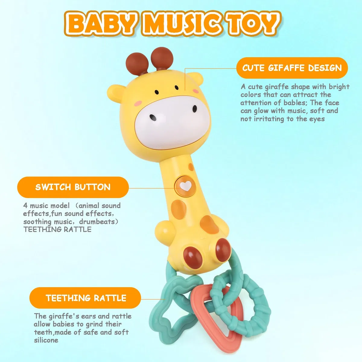 Ballery Giochi Sonaglio Neonato 6-9 Mesi, Giochi Musicali Bambini 1 Anno, Giochi Montessori Educativi, Giocattoli Sensoriali Musicali Bambinia Bambino Regalo