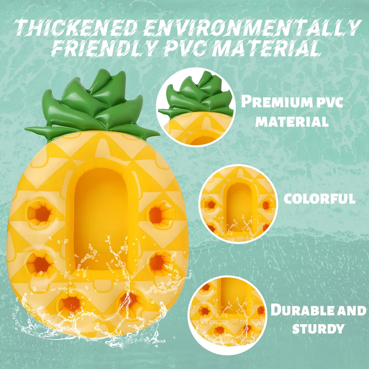 Ananas 7 Fori Portabevande Gonfiabile, yisight Piscina Gonfiabile, Portabicchieri Gonfiabili, Bar Piscina Portabottiglie, Galleggiante Porta Bevande, per l'Estate All'Aperto Piscina Spiaggia