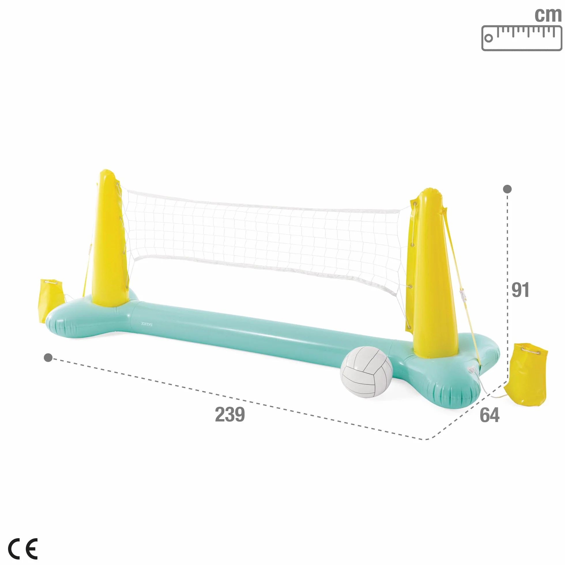 Intex 56508NP - Set Rete Volley Gonfiabile, Vinile, Multicolore, 239x64x91 cm