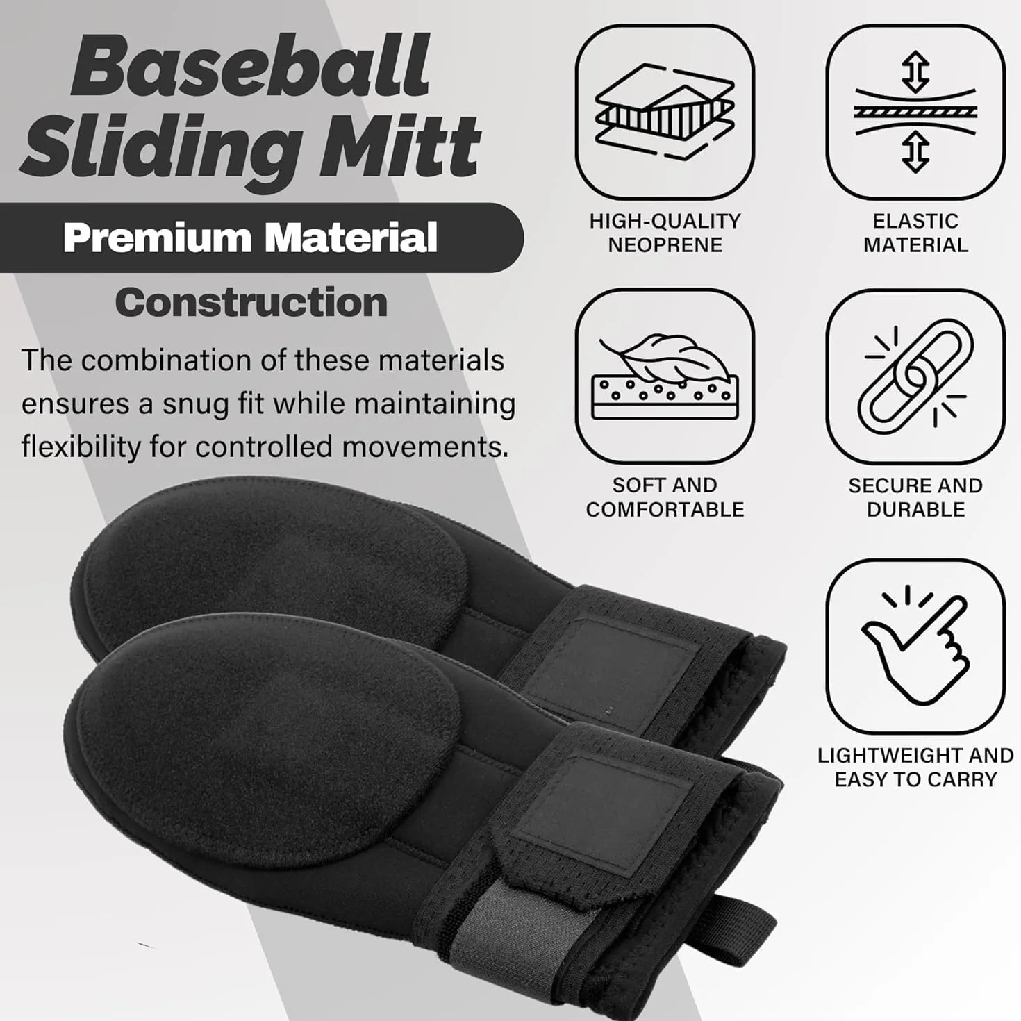 Guanto scorrevole da baseball universale per mano destra o sinistra guanto scorrevole da baseball guanto scorrevole per giovani e adulti, in neoprene, cinturino di compressione regolabile per polso