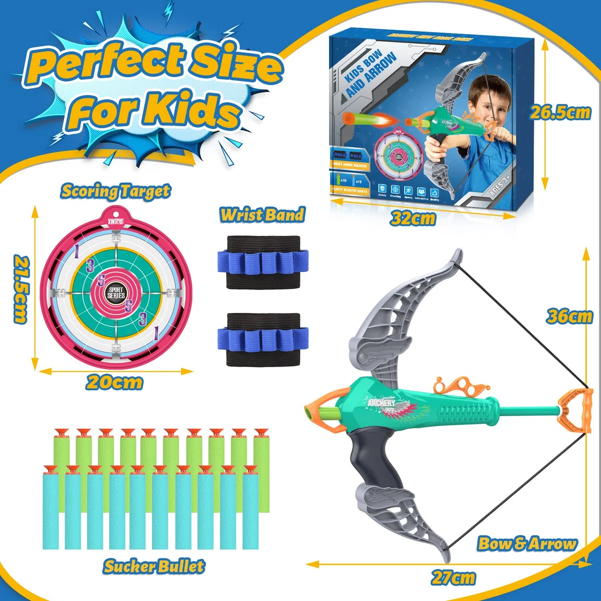 Wootoyz Arco e Frecce per Bambini 3-8 Anni - Giocattoli Esterni con Regalo