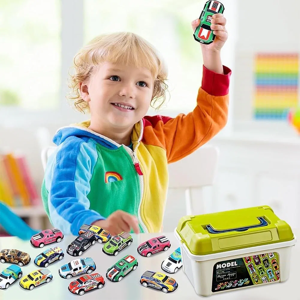 Mini Auto, 30PCS Mini Auto da Corsa Metallo Auto da Corsa Set Macchine con Tappeto da Gioco Veicolo Metallo Die Cast Regali di Natale Cowboy per Carnevale