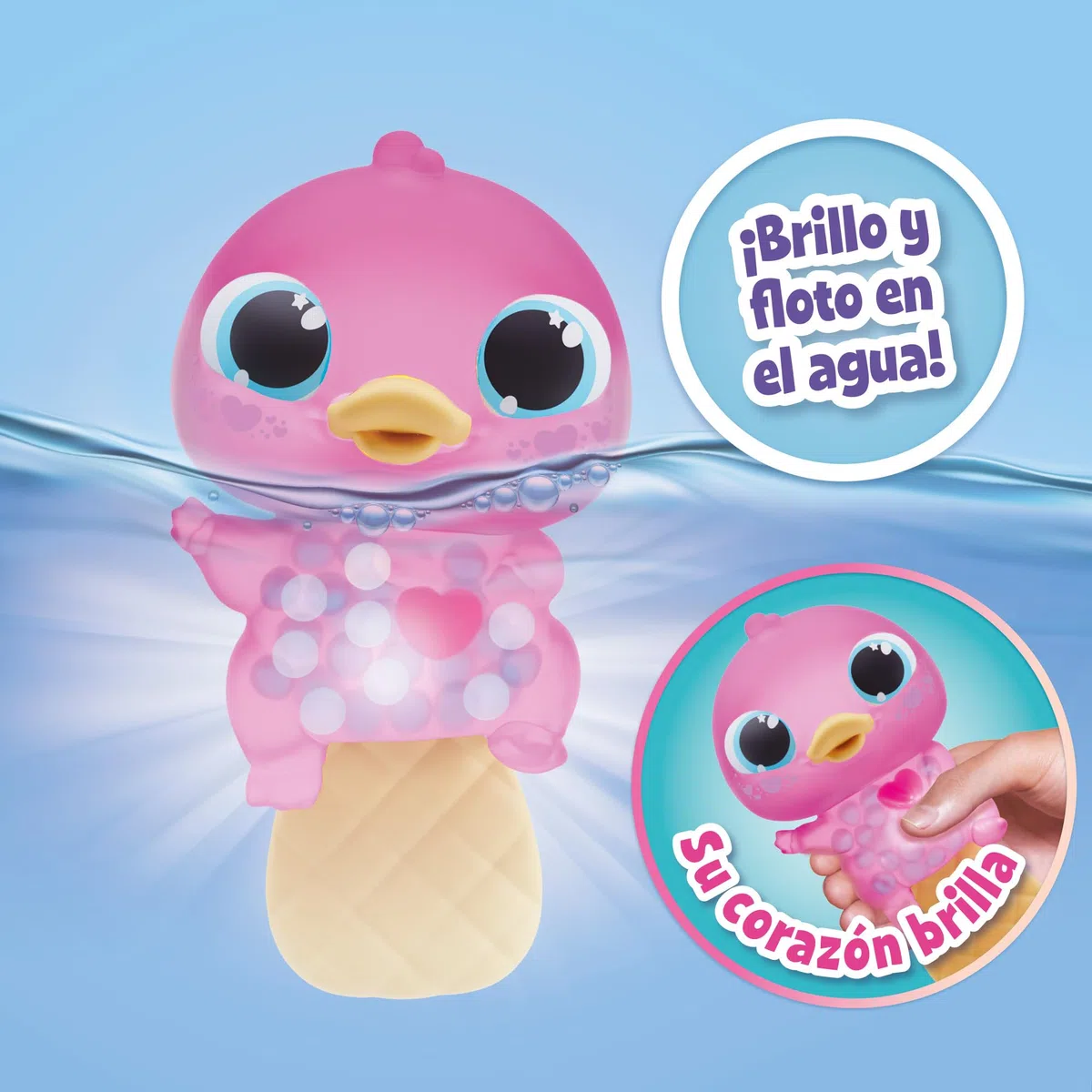 Bizak Animagic Let's GLO Ornitorinco Animale Elettronico e Luminico, Rosa, Gioco Sensoriale ed Esperienza Tattile, Corpo Estensibile, Flotta e Brilla in Acqua, a partire da 4 anni (64555204-2)