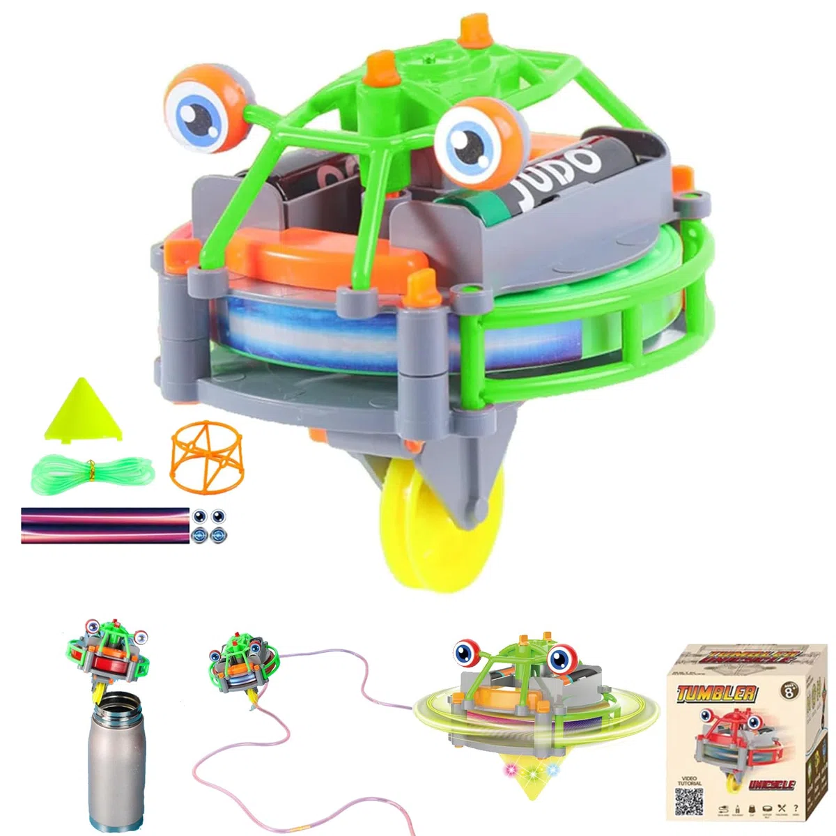 Gyroscopic Toy Unicycle Tightrope, Gyroscope Tightrope Walker Toy,Novelty Tightrope Walking Tumbler Unicycle Toy, Tightrope Walker Anti Gravity Balance Robot, Two modes with gyroscope/balancer (Green)