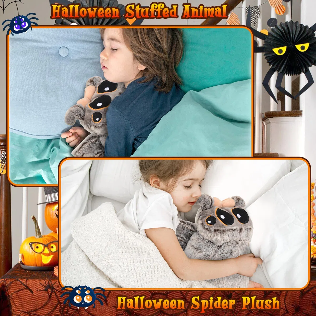 Ragno Peluche Bambola, 8,2 pollici Carino Occhi Grandi Ragno Animale di Peluche, Spider Stuffed Toy, Ragni di Peluche di Halloween, Giocattolo di peluche morbido e coccoloso per Bambini e Amici