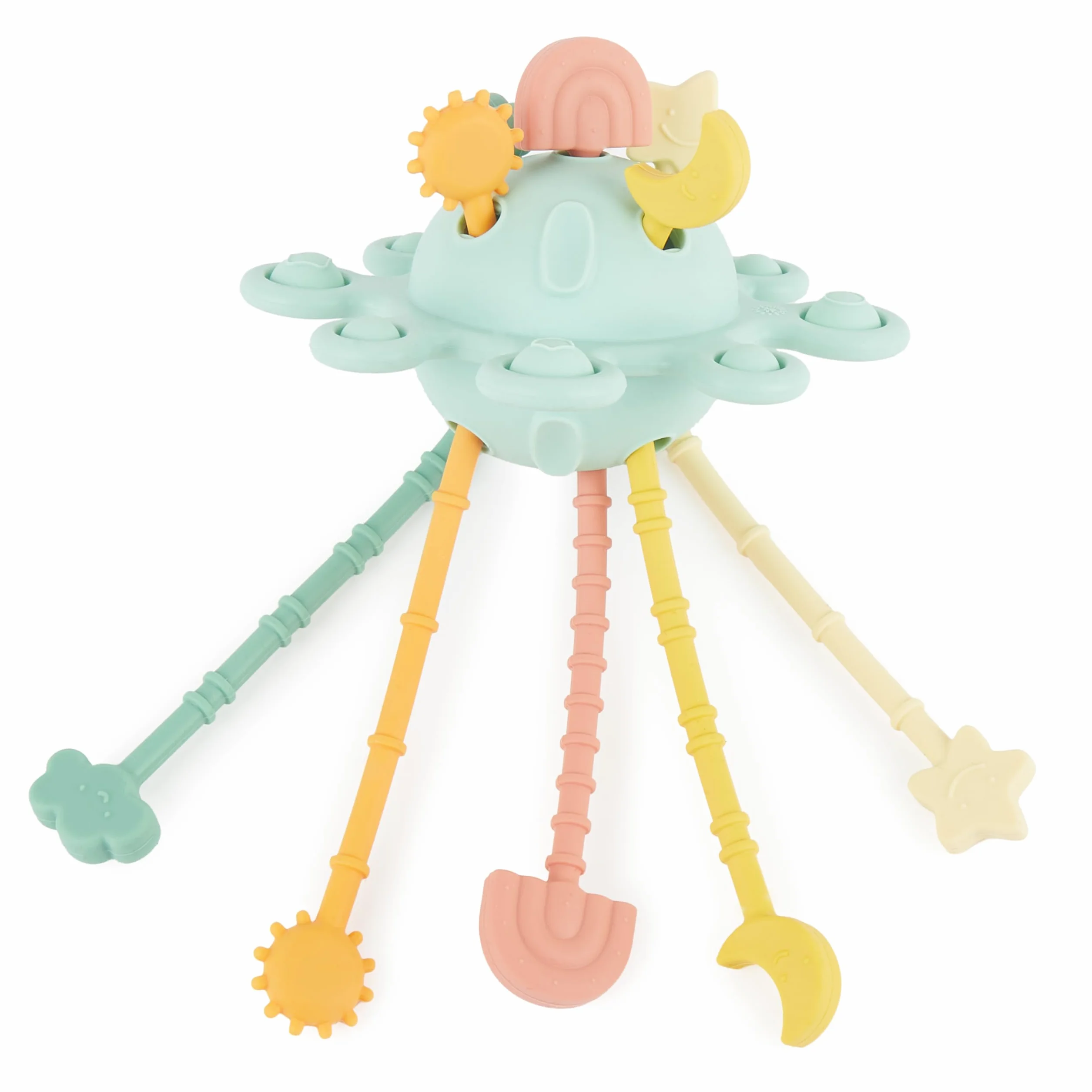 Bieco Silicone Activity Planet Eucalyptus | Montessori Giocattoli per bambini 1 anno | UFO Giocattoli motorio