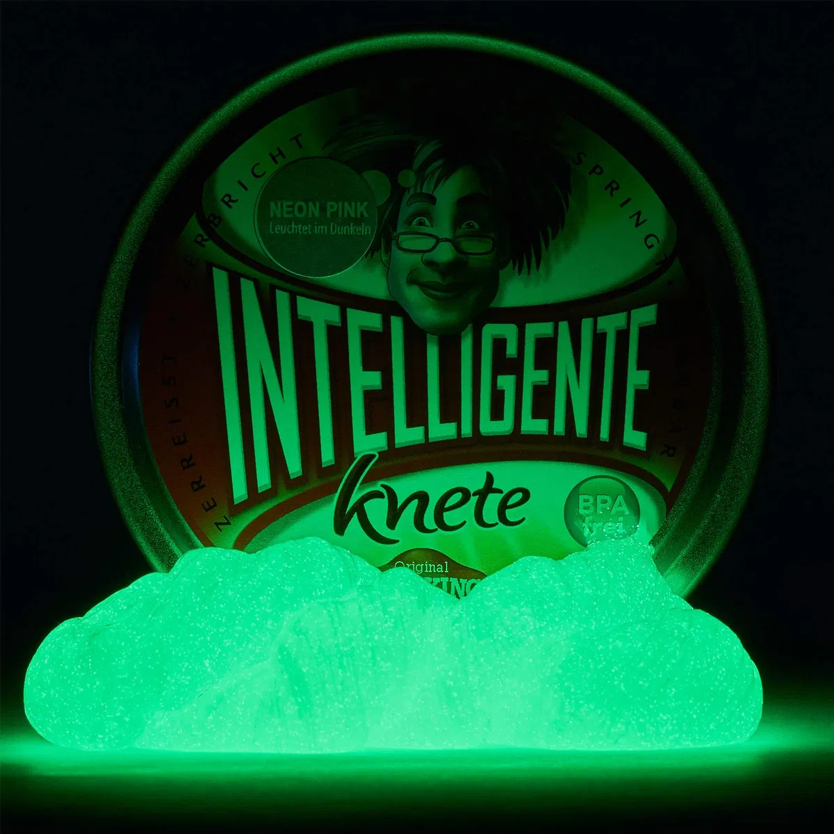 Plastilina intelligente – si illumina al buio – rosa fluo – senza BPA e glutine – 40 g