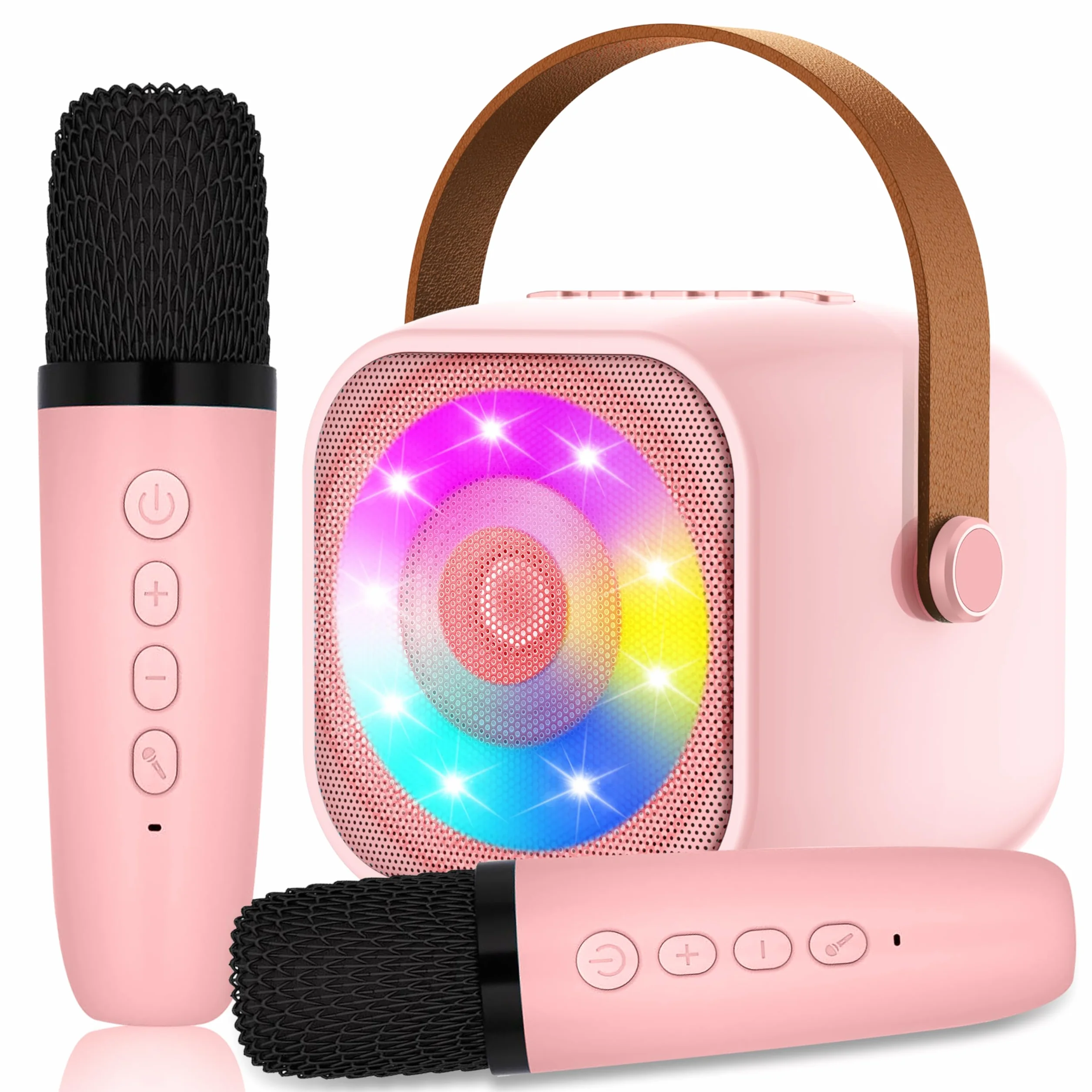 Karaoke per Bambini con 2 Microfoni Wireless, Luce LED, Effetti Cambio Voce, Portatile
