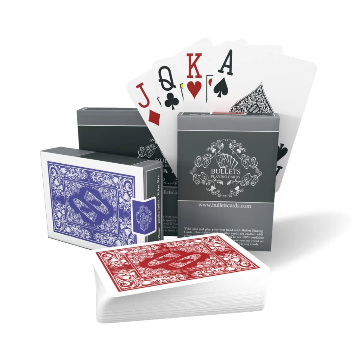 Bullets Playing Cards, Due giochi di 54 carte da poker con indice Jumbo, Carte impermeabili e resistenti, Texas Hold'em Poker