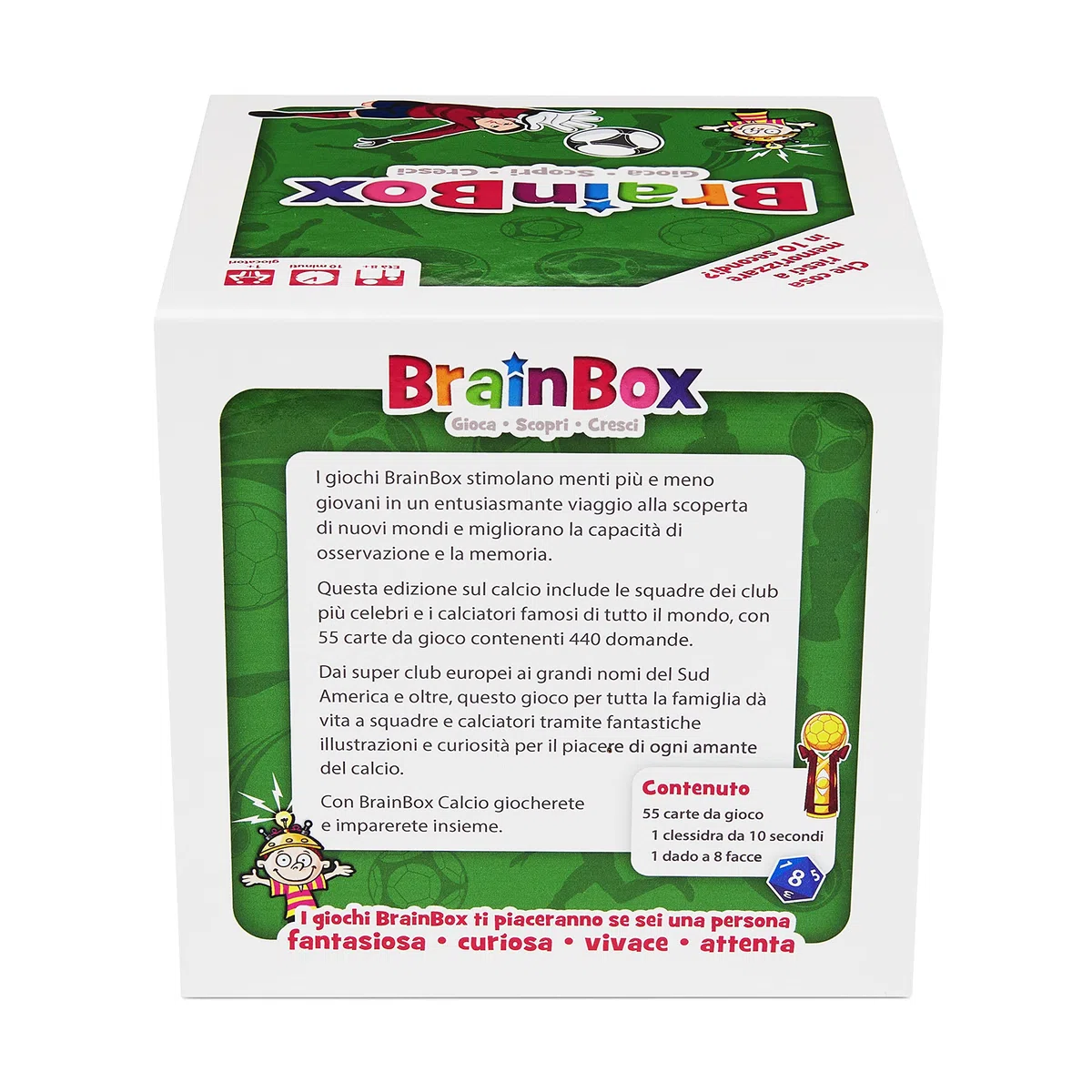 Asmodee - BrainBox: Calcio, Gioco per Imparare e Allenare la Mente, 1+ Giocatori, 8+ Anni, Ed. in Italiano, G1-13909