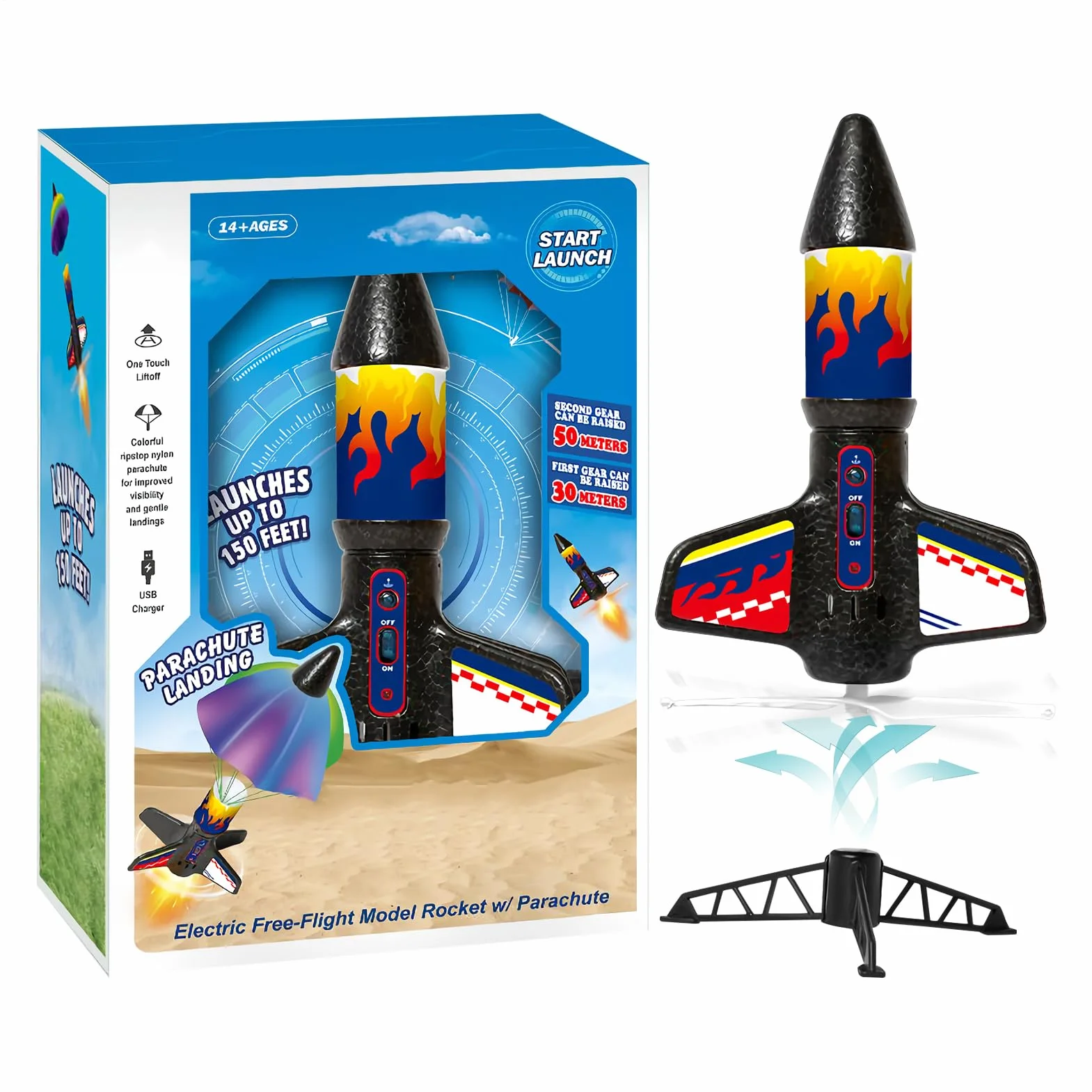 Generico Rocket Toy for Kids, Launching Rocket with Parachute, Outdoor Air Powered launchers Kit, Educational STEM Activity Set for Parent Child Interaction Students Group Play Fun