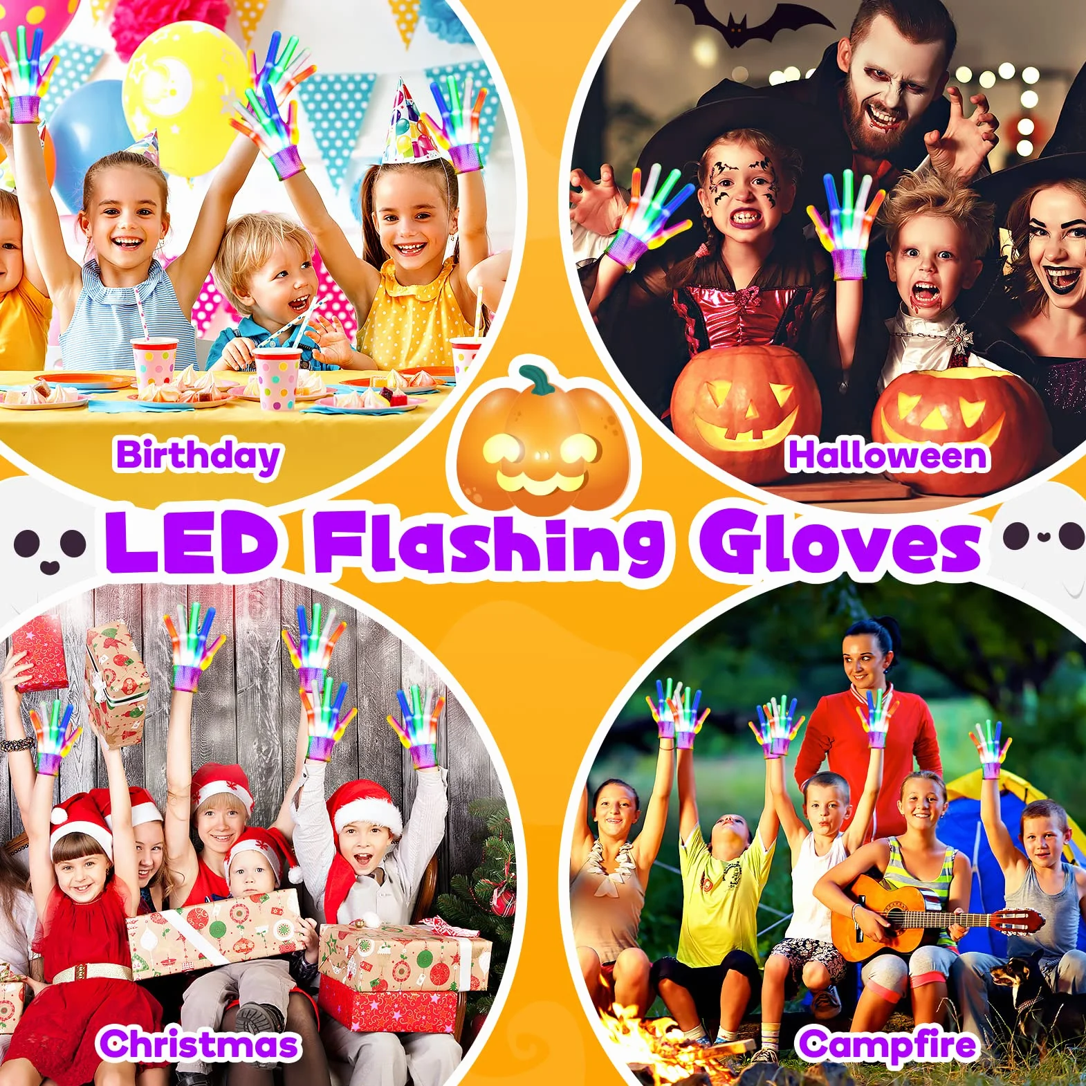 EUCOCO Giochi Bambini 3 4 5 6 7 8 9 Anni, Regalo Bambino Bambina 3-12 Anni Gadget Compleanno Bambini Gioco Bimbo 3-12 Anni Maschio Guanti Luminosi Led Giocattoli Bimba Costumi Halloween