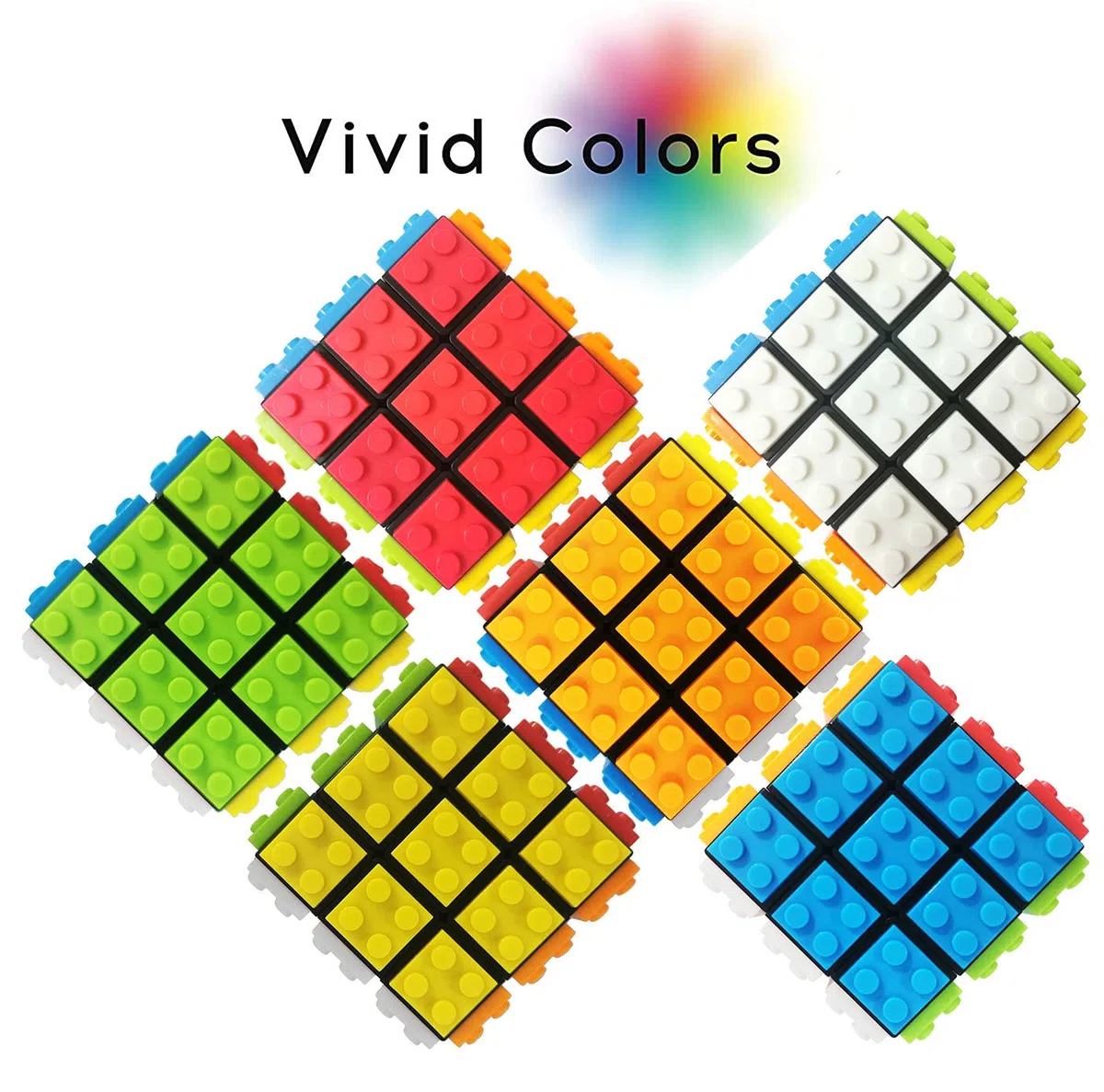 Speed Magic Cube 3x3,Cubo Magico di Velocità, Build-on Brick Twist Brain Teaser Puzzle Cube con Mattoncin,2-in-1 Classico Giocattolo Cubo per Bambini e Adulti, Nero