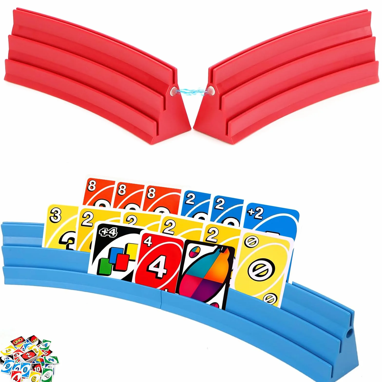 4 Porta Supporto di Carte da Gioco a Mani Libere, 3 Strato con Magnetico Porta Carte da Gioco per poker/UNO, Canasta, per Anziani Ddulti e Bambini