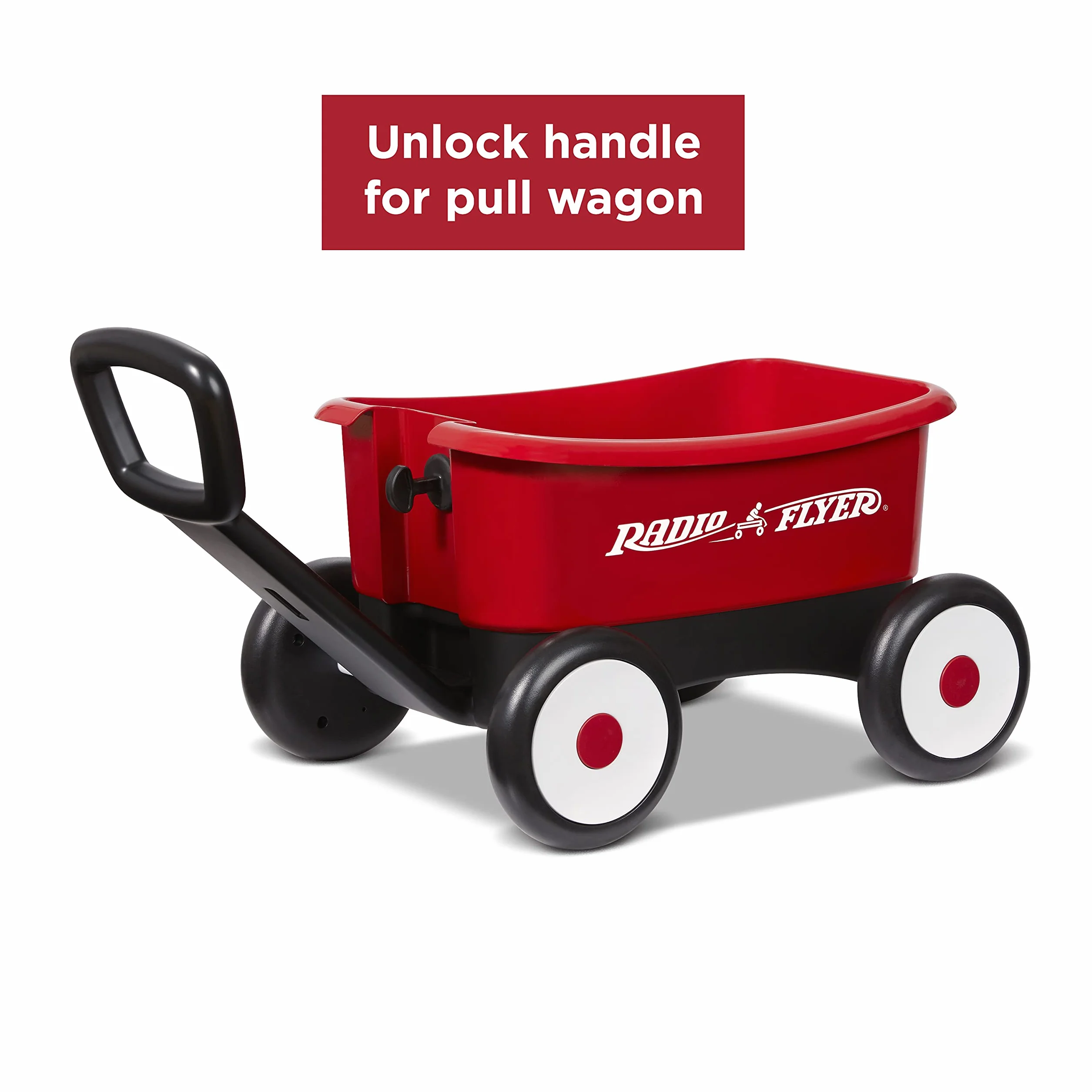 Radio Flyer Push & Pull Walker Wagon with Teddy Bear, Carrello giocattolo bambini, Carretto primi passi spingi e tira 2 in 1 rosso, con orsacchiotto, per bambini da 1 a 4 anni