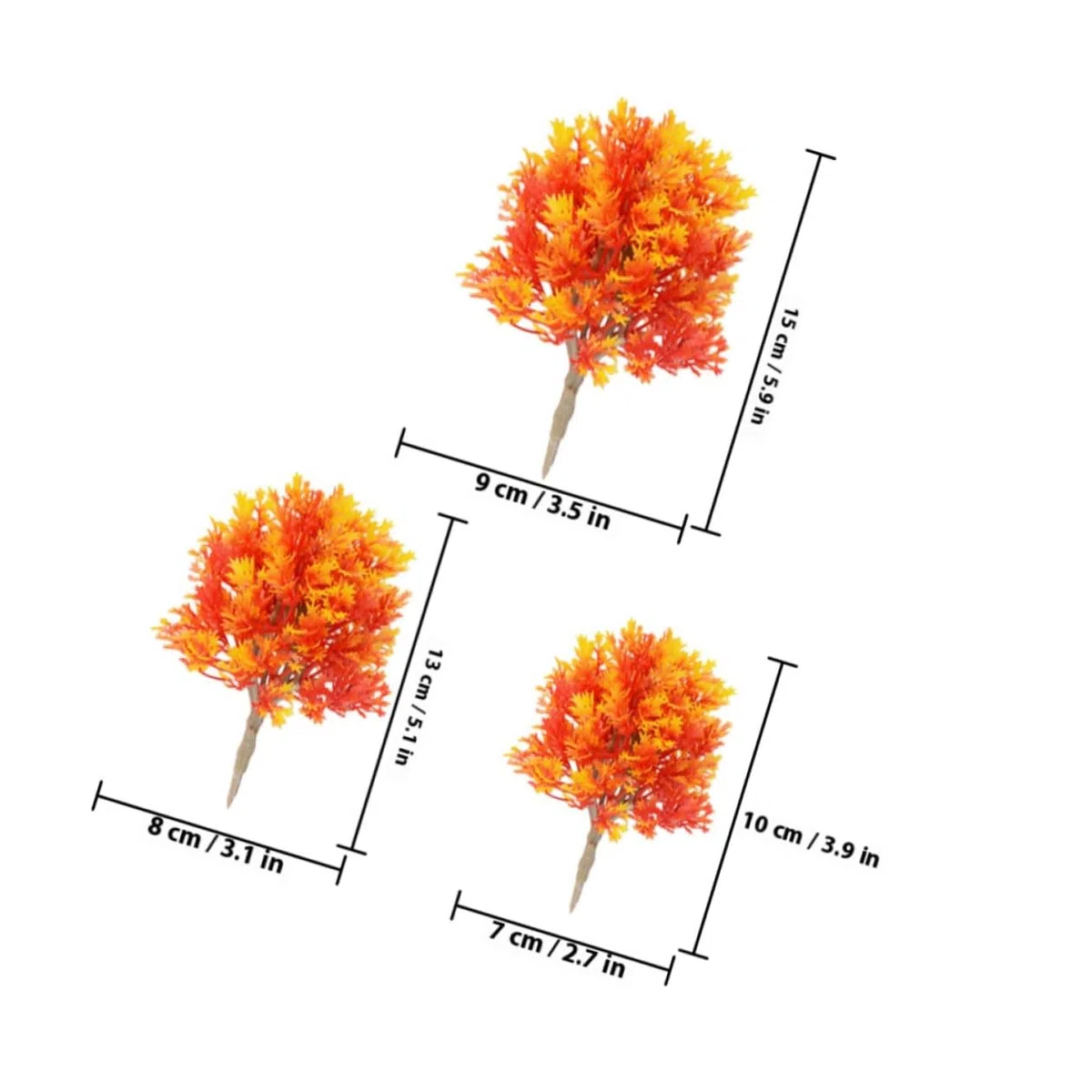Modelli di Mini Alberi di Acero 3 Pezzi (10cm, 13cm, 15cm), Decorazioni per Micro-paesaggi, Alberi Paesaggistici in Materiale Leggero e Sicuro per Modellismo Scenico