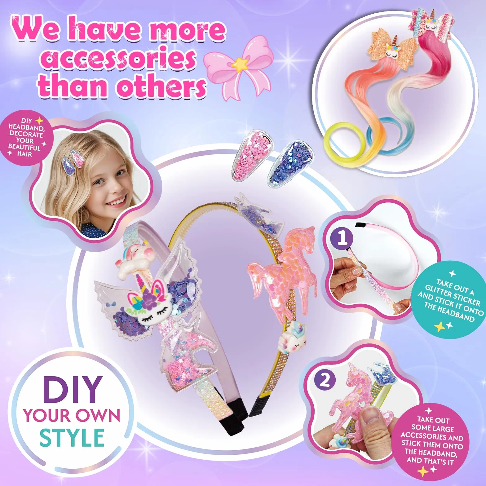 Hzitcigm Regali Bambine 5 6 7 8 9 10 11 12 Anni : Accessori per Capelli Giocattoli Bambina, Lavoretti Creativi per Bambin, Set fai da te per trecce da, Unicorno Regalo di Compleanno Natale per Ragazze