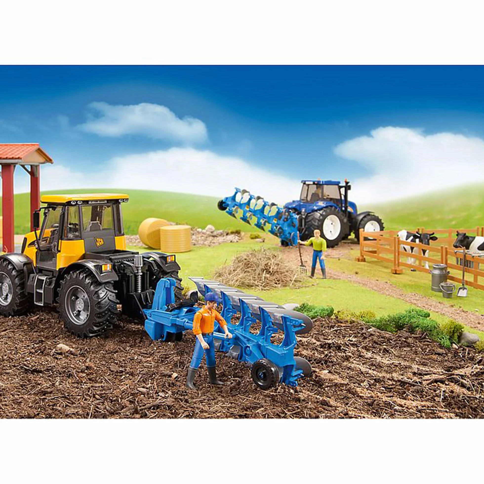 bruder 02331 - Aratro reversibile, trattore, accessori, aratro, rimorchio, azienda agricola
