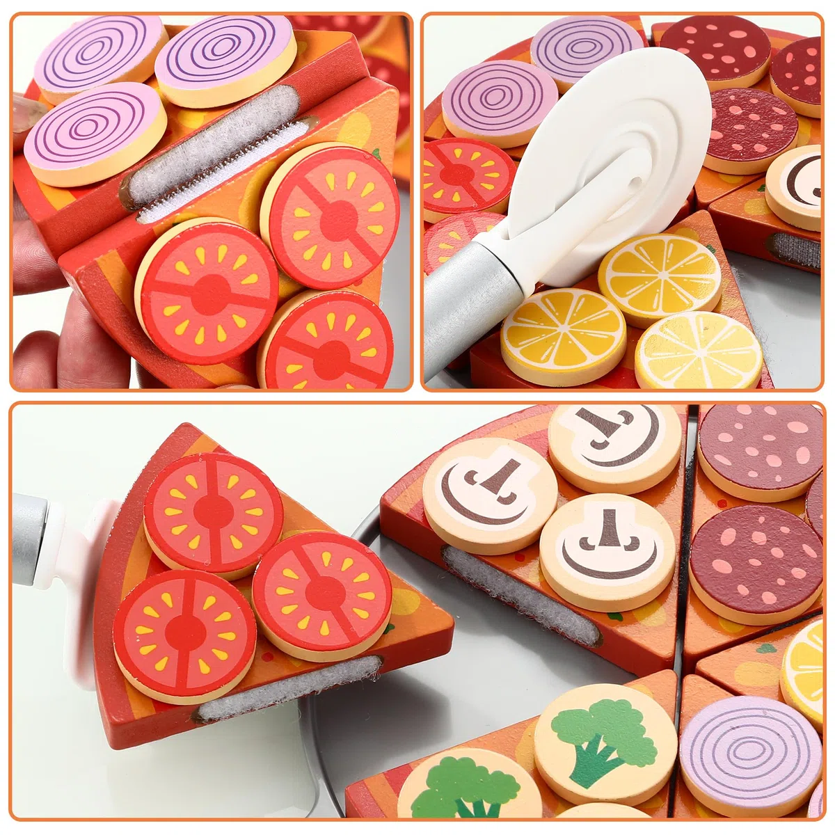 Pizza Giocattolo per Bambini,Accessori Cucina Giocattolo da Educativi Montessori, Gioco di Ruolo, Regalo Creativo Compleanno Giorno dei Bambini Pasqua Halloween Natale Ragazzi Ragazze 3+ Anni