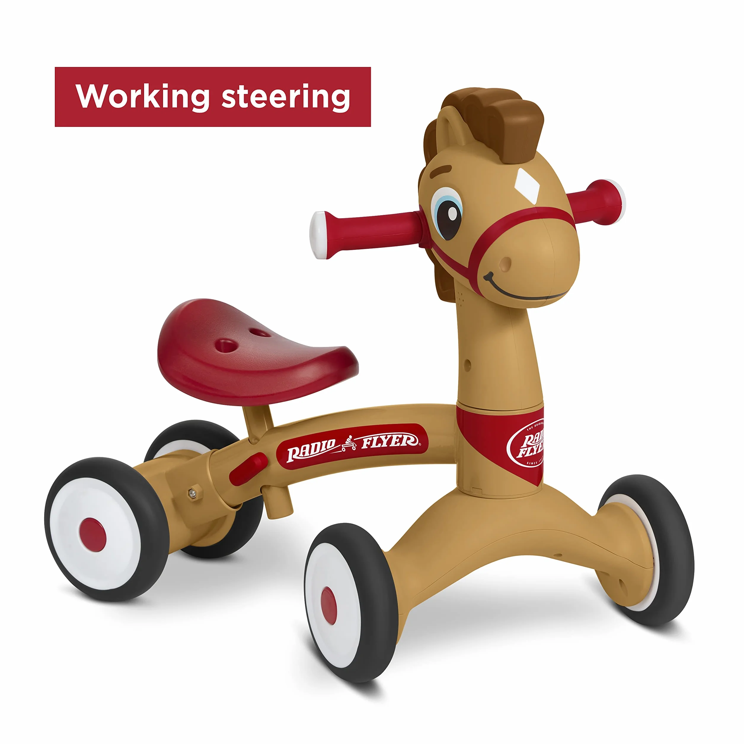 Radio Flyer Lil' Racers: Percy il Pony, giocattolo cavalcabile per bambini da 1 a 3 anni