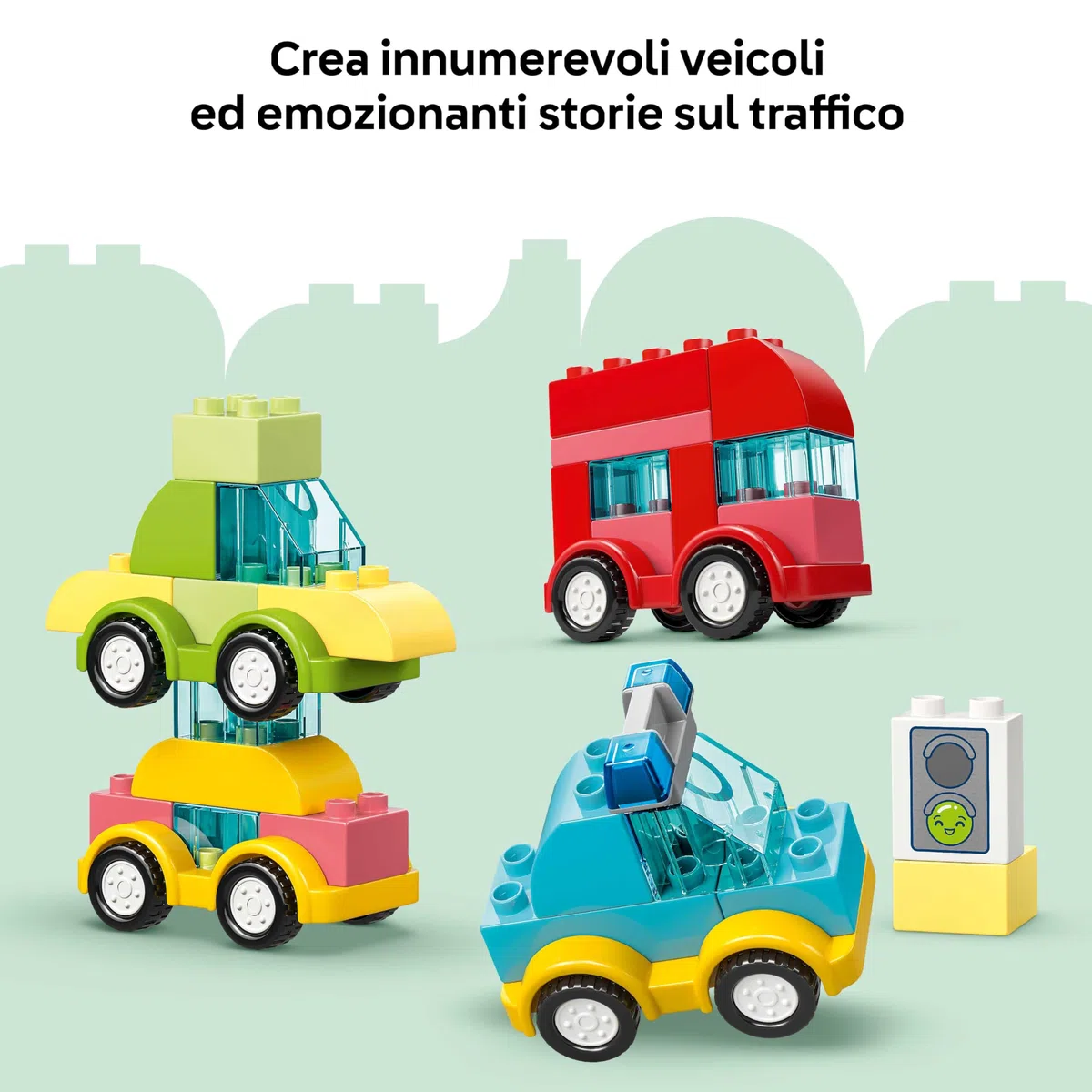 LEGO DUPLO Veicoli Creativi - Gioco Didattico e di Ordinamento con Macchine, Camion e Elicottero Giocattolo - Set per la Motricità Fine - Regalo per Bambini e Bambine da 1 Anno in su - 10474