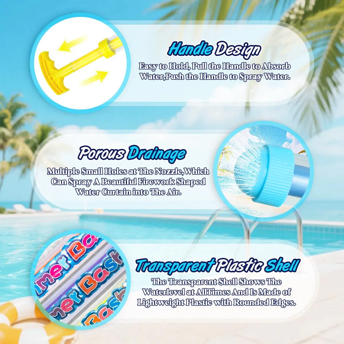 Pistola ad Acqua per Fuochi D'artificio, 4 Pezzi Pistole ad Acqua in Plastica, Pistola ad Acqua con Fuochi D'artificio Romantici per Spiaggia, Piscina, Giardino e Feste