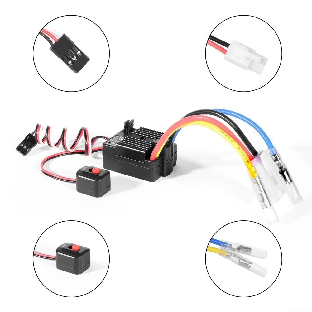 Regolatore elettronico brushless ESC 60A, 6-12 V per auto RC barca 360A telecomando parti del veicolo (nero)