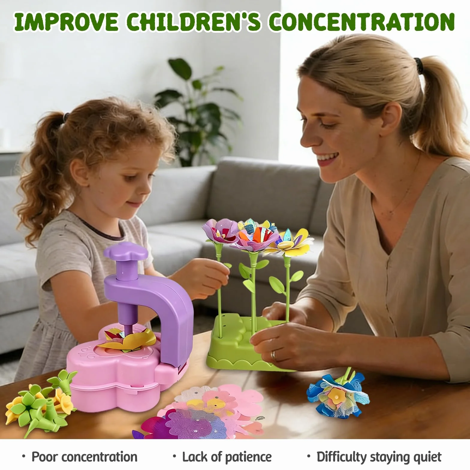 LUMITERRA Kit Lavoretti Creativi per Bambini, Fai Da Te Artigianale Laboratorio dei Fiori, DIY Bouquet Fiori Giocattoli Ragazza Giochi Educativi, Natale Compleanno Regalo Bimba 3 4 5 6 7 8 9 10 Anni