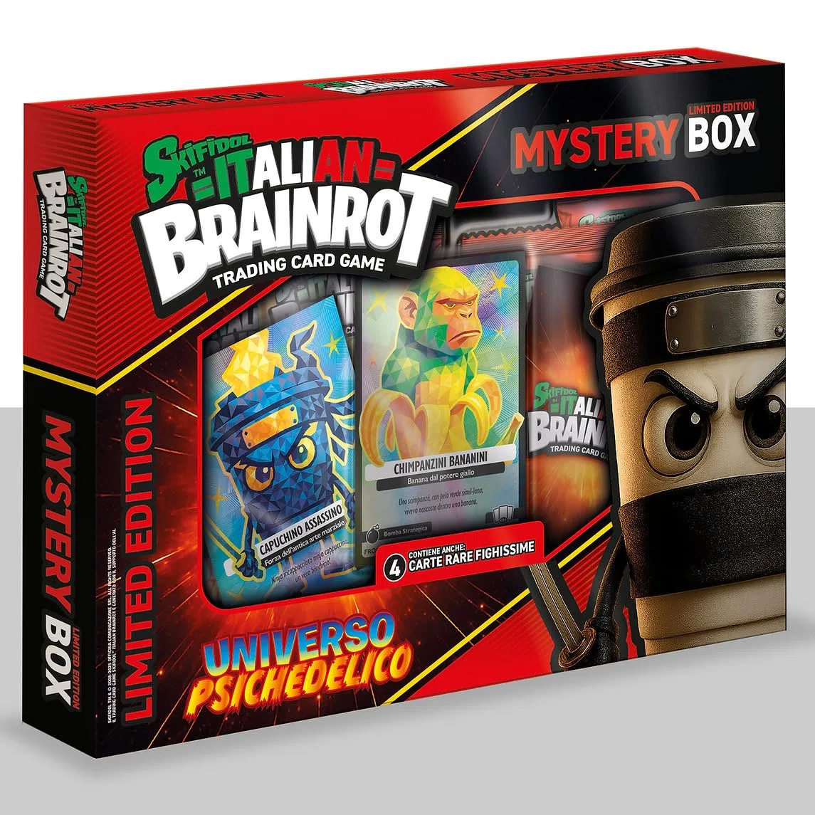 Generico Skifidol Italian Brainrot Mystery Box Universo Psichedelico, Trading Card Game, Edizione Limitata con 4 Carte Promo Rare, 2 Polygon e 42 Carte Serie Alpha