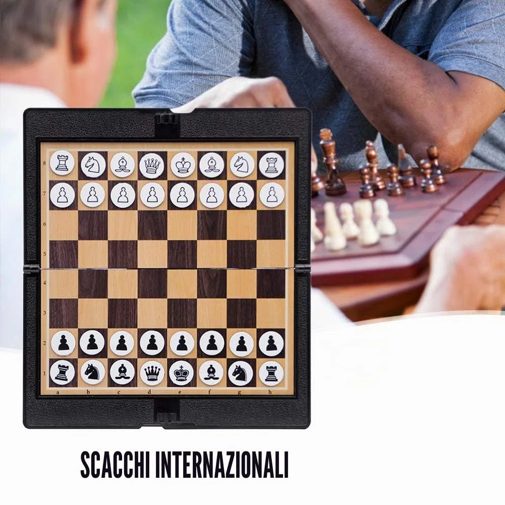 MIAOQI - Set di scacchi magnetici pieghevoli, mini tascabile, portatile, tradizionale, divertente, magnetico, pieghevole, per viaggi, scuola