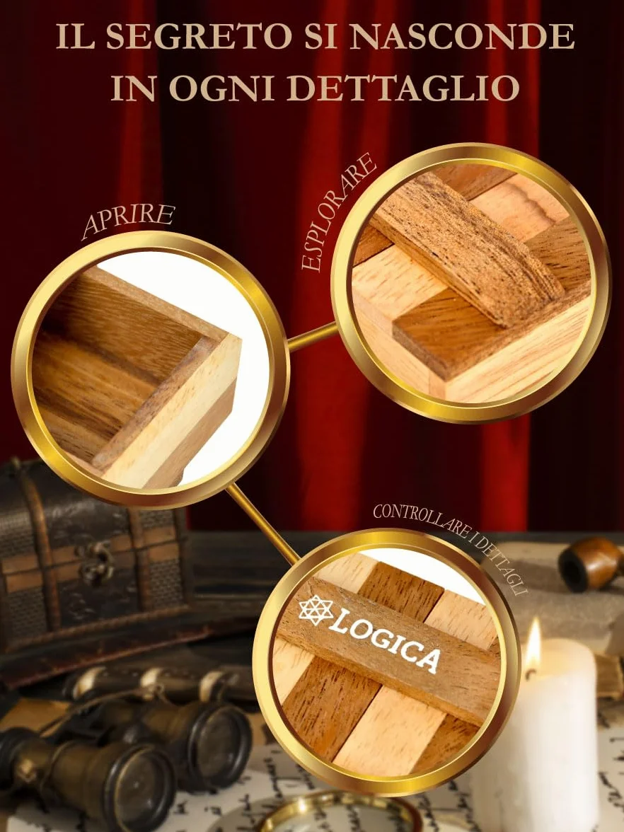 Logica Giochi - Lo Scrigno Zebra – Scatola Segreta - Rompicapo in legno – Difficulta 3/6 Difficile – Collezione Leonardo