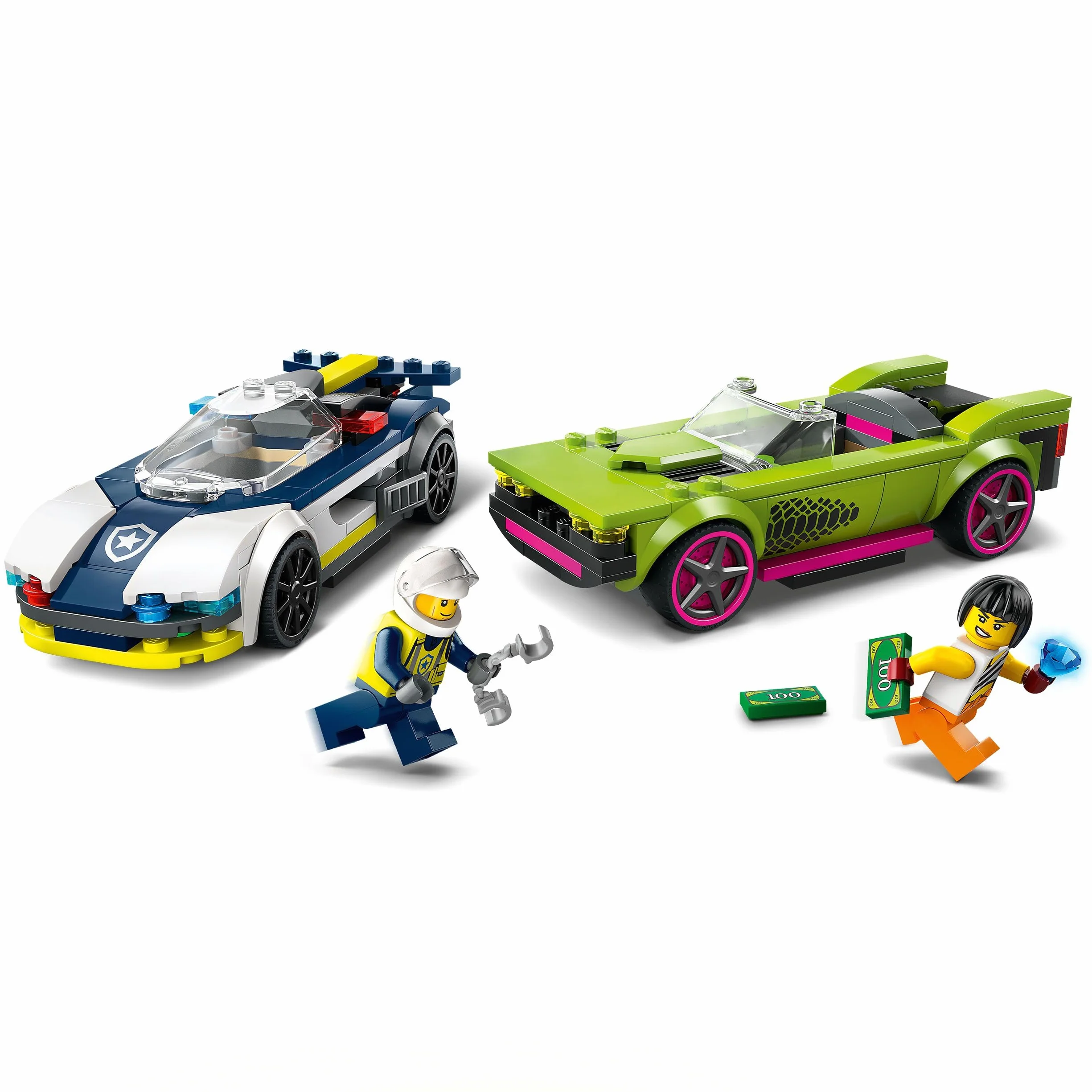 LEGO City Police Car and Muscle Car Chase, Racing Vehicle Toys for 6 Plus Year Old Boys & Girls, Fun Gift for Kids Who Love Pretend Play, Includes Officer and Crook Minifigures 60415