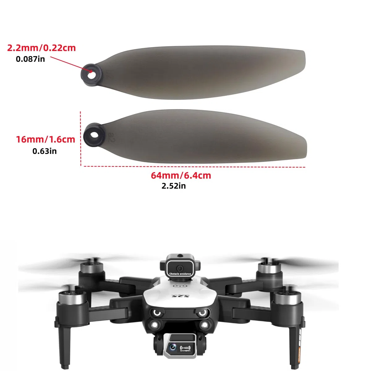 16PCS Elica per S2S Brushless Drone Evita Ostacoli HD Fotografia Aerea Quadcopter Accessori Ricambi Aeromobili RC Elica Lama