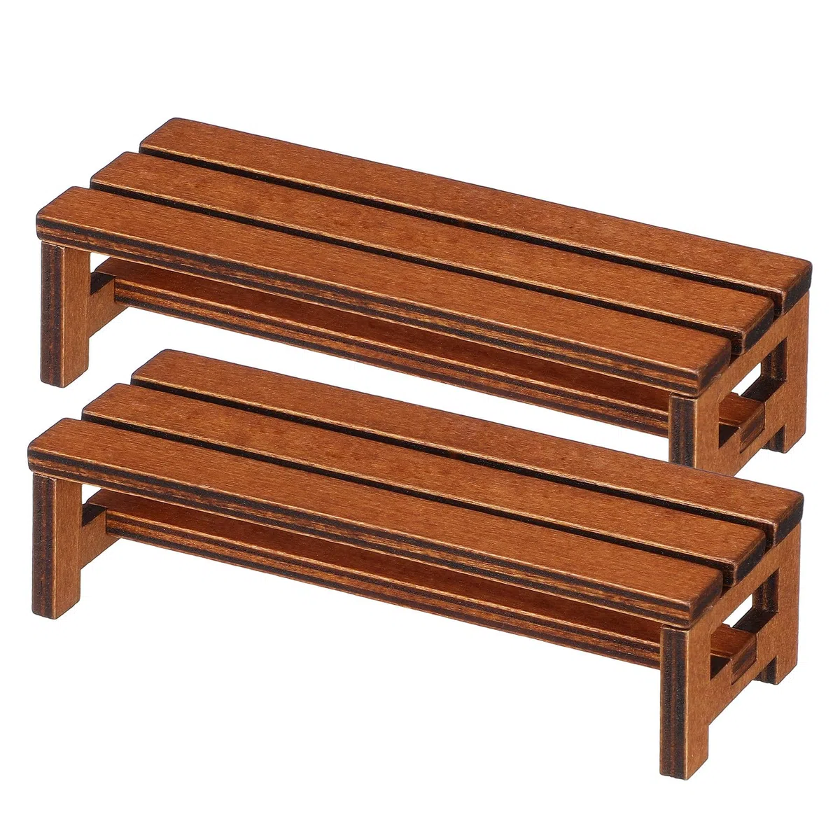 SUPVOX Set da 2 pezzi in miniatura per la casa delle bambole – Modello di una panca da parco e una sedia in legno in scala 1:12, accessori per mobili per la decorazione (marrone)