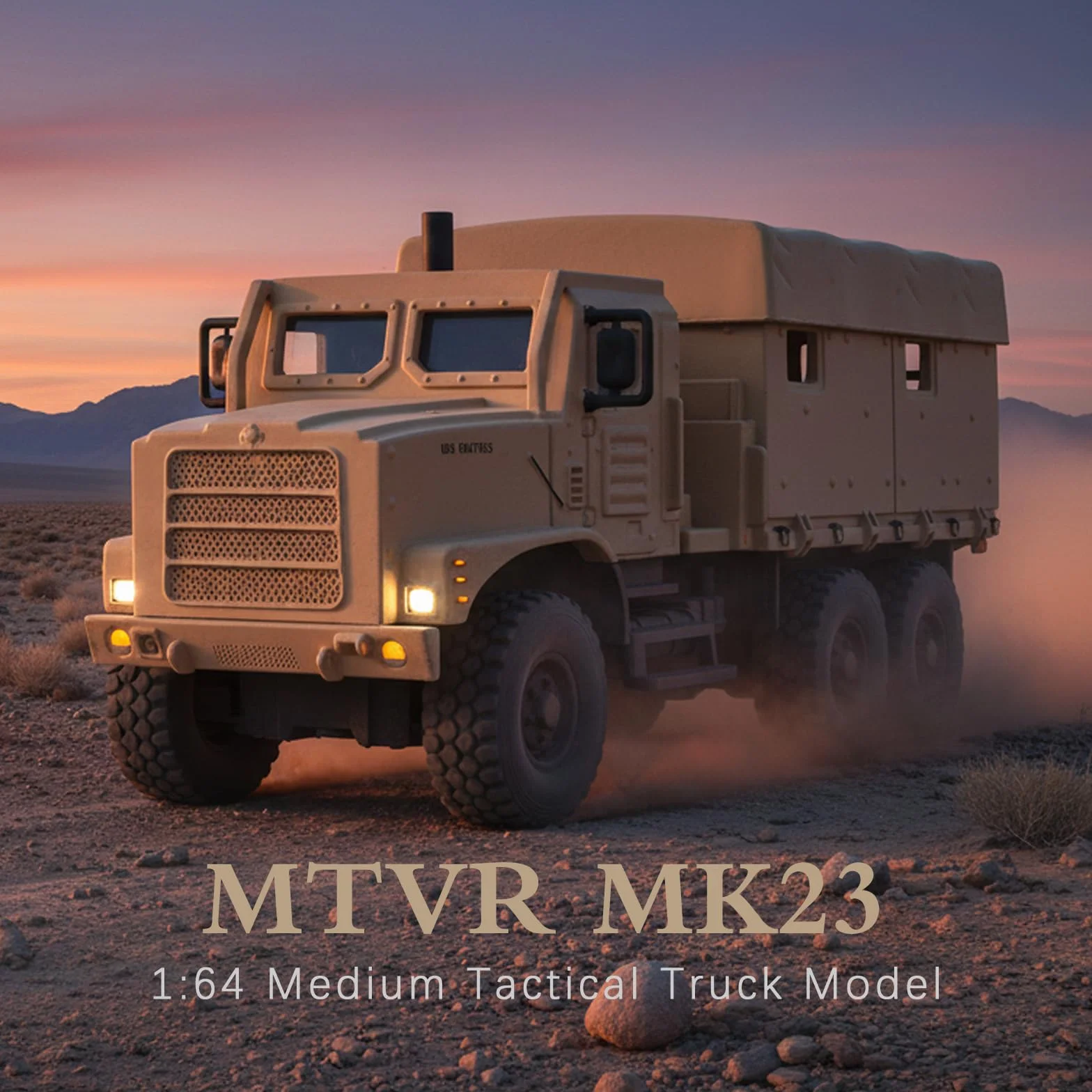 NUOTIE 1/64 MTVR MK23 Medio Tactical Truck Modello Camion Militare Fuoristrada Veicolo Die-cast Metallo Modello Kit Auto Blindata Camion Militare Multifunzionale Armored per Collezione o Regalo