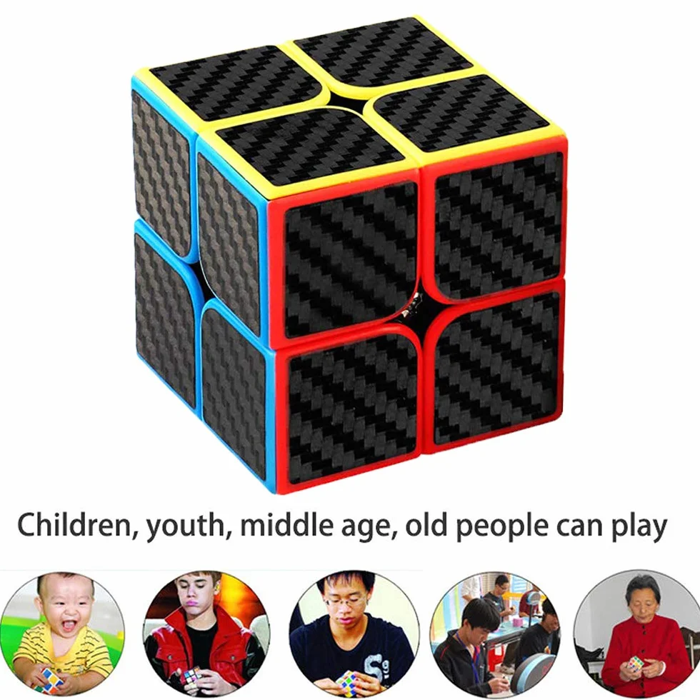 ROXENDA Speed Cube Set,[2 Pezzi] Cubo di Velocità 2X2 3X3 Speedcube Originale con Istruzioni (Carnon Fiber)