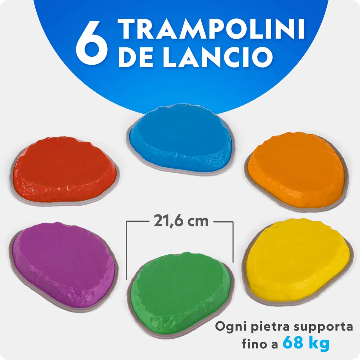 Blue Marble National Geographic Pietre per Equilibrio Bambini - 6 Pietre Antiscivolo Resistenti per Sviluppare Coordinazione e Abilità Motorie
