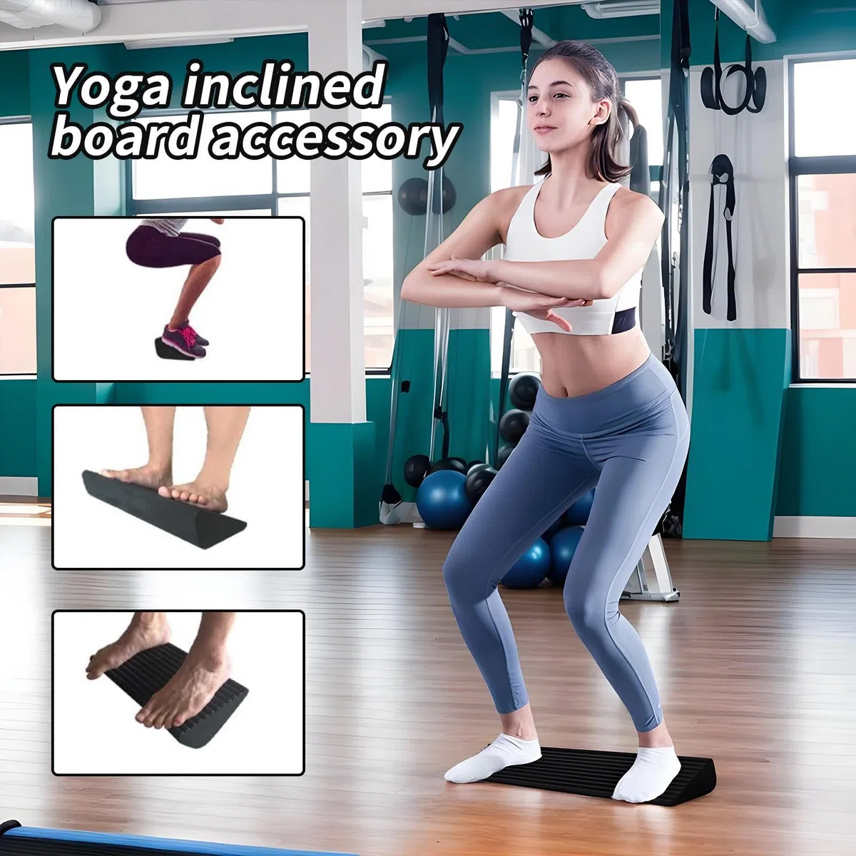 Tavola inclinata per polpacci, per squat, supporto antiscivolo per gambe, blocco di equilibrio, allenamento di e mobilità, per donne, uomini, adolescenti, yoga, sport, palestra