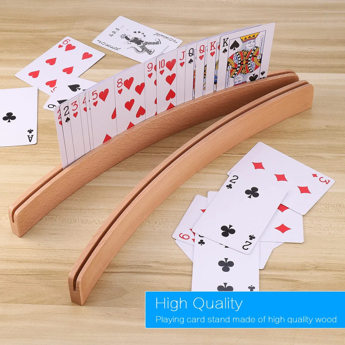Zocipro 2 porte carte da gioco per bambini, legno curvo, mani libere, Poker/Bridge/Uno, organizzato per adulti e anziani