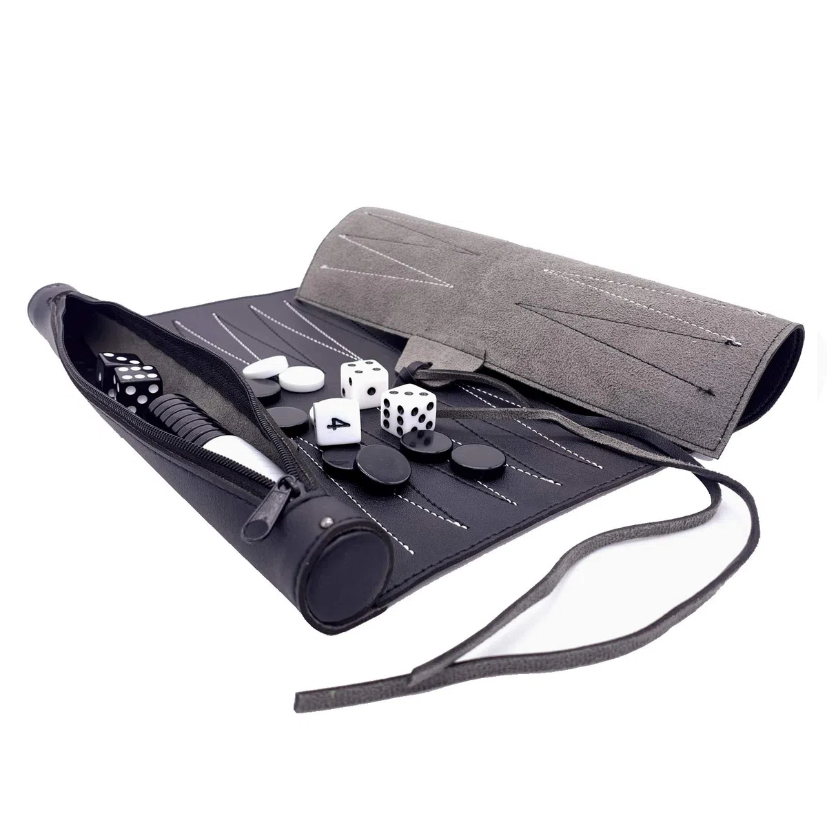 Set Backgammon da viaggio – Set Backgammon in pelle PU – Gioco da viaggio Roll-Up Backgammon – Idee tattiche per giochi da tavolo (pelle PU)