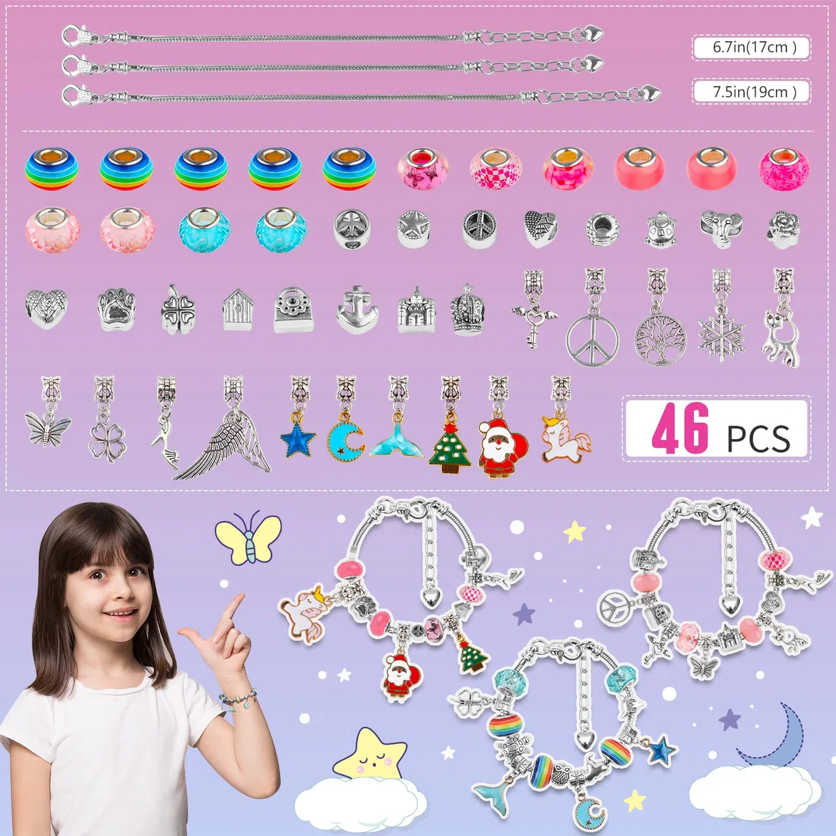 HYASIA Kit Crea Gioielli Braccialetti Unicorno, Ragazza, Bambini 5-12 anni giochi, Calendario Avvento Gioielli Bambina Idee Regalo Natale Originali