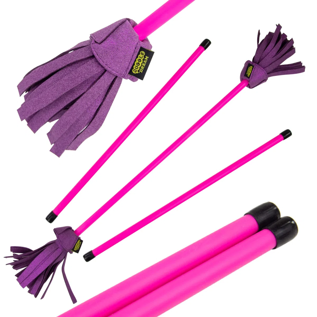 Juggle Dream Neo Flowerstick Set incl. bastoncini da mano. Bastoncino in fibra di vetro, impugnatura in silicone, frange in pelle scamosciata. Jonglier Flower Stick (rosa/viola)