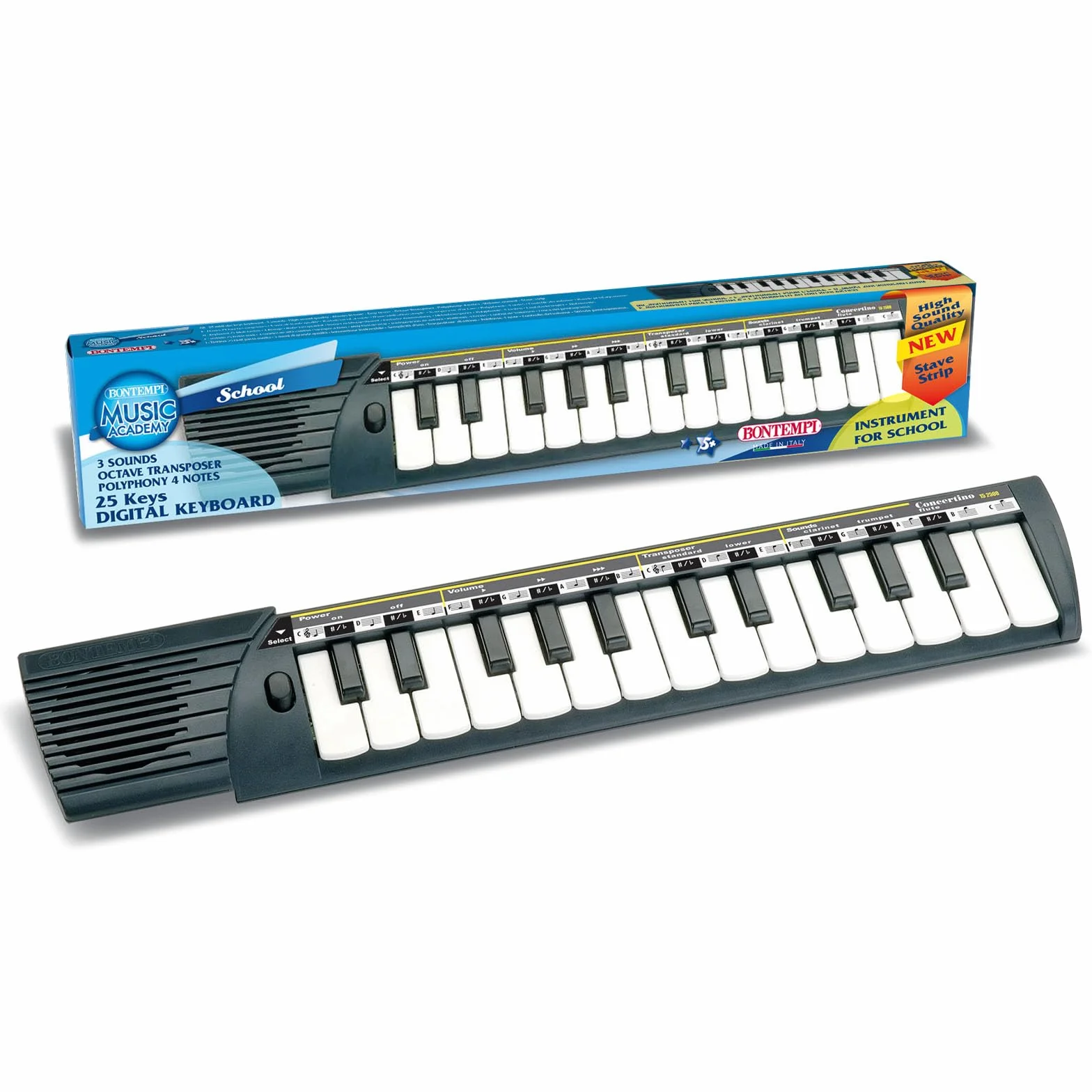 Bontempi 15 2500 Auto Concertina a 25 Tasti con Passo Medio per Un'Esperienza Musicale Intima e Affascinante, 400x72x35 mm, Multicolore, Media