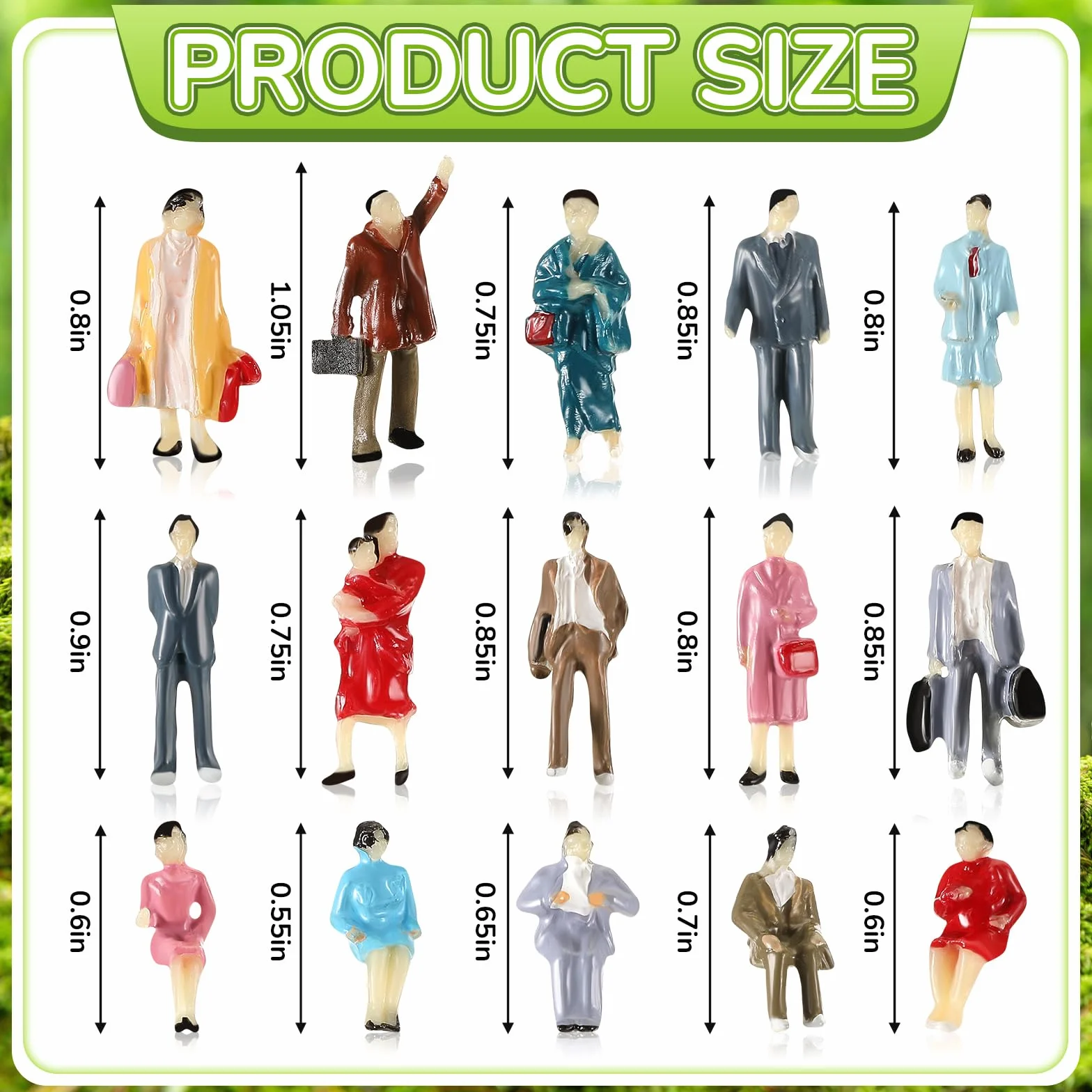 Namalu Scala 1: 87 Ho Set di Figurine di Mini Persone Modello di Minuscole Dipinte Figure di Piccole Persone in Miniatura di Plastica Sedute e in Piedi(50)