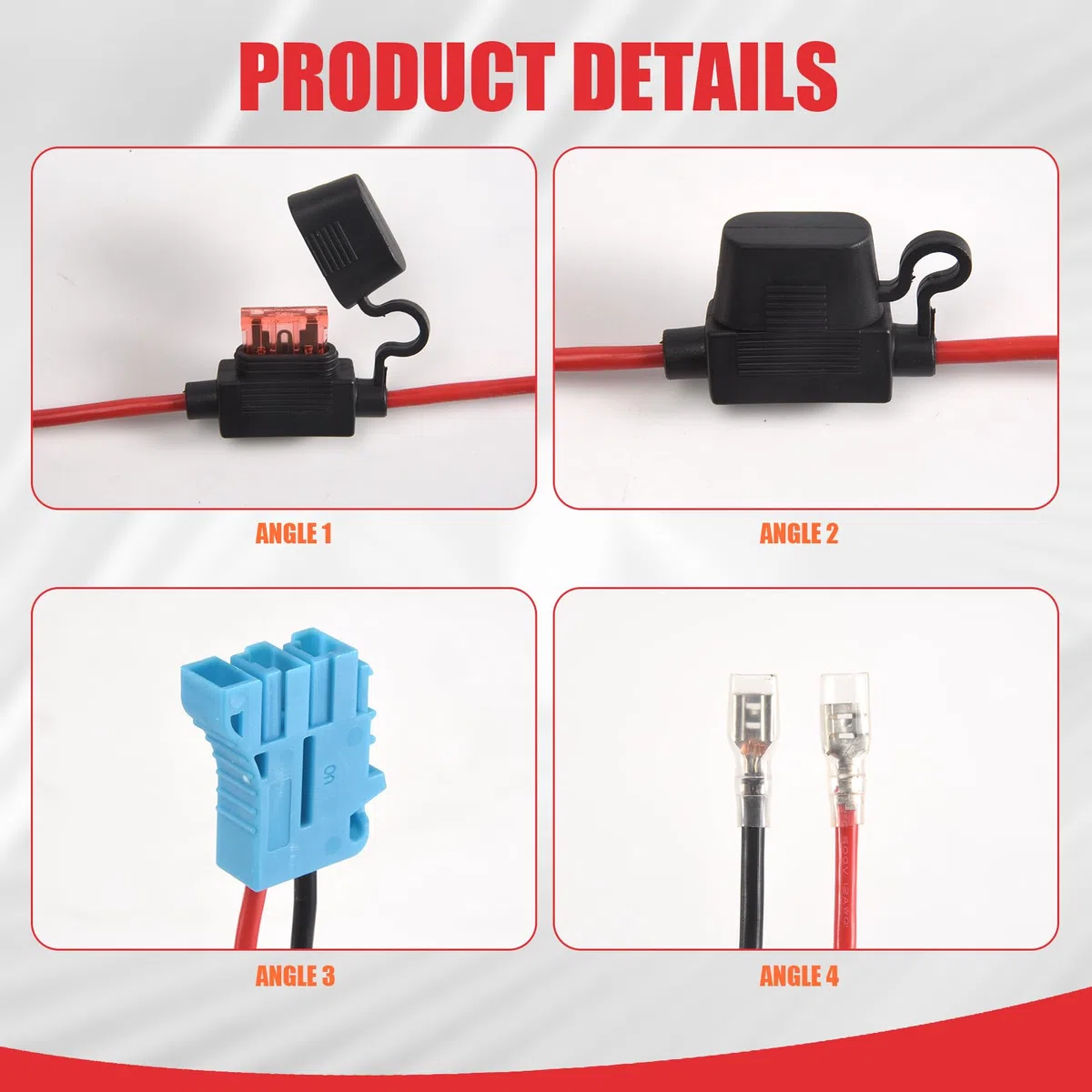 Jevina Confezione da 2 connettori per cablaggio da 12 AWG per Peg-Perego, batteria SLA da 12 Volt, giocattolo con fusibile