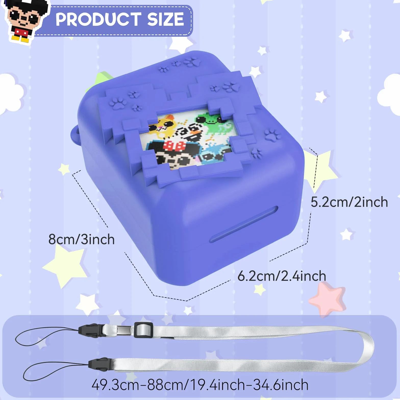 Qoosea Custodia in Silicone per Bitzee Animale Domestico Digitale con Cordino Custodia Protettiva in Silicone a Copertura Totale Custodia Morbida Compatibile con Bitzee