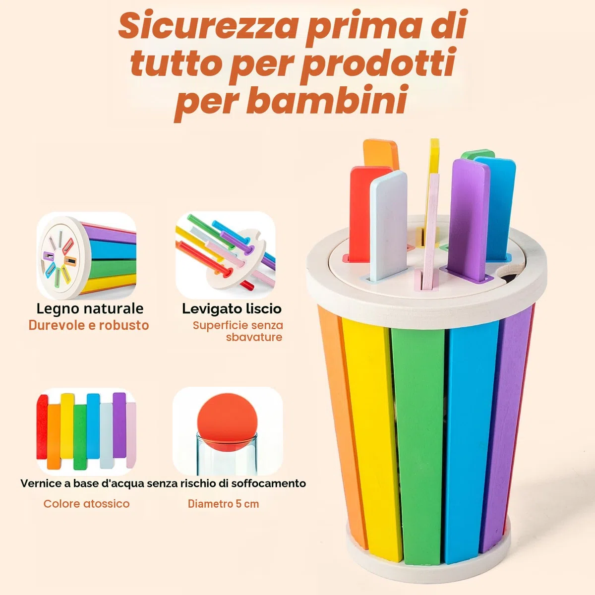 Giochi Montessori 1 2 3 Anni, Giochi Incastri in Legno per Bambini, Imparare Forme e Colori, Motricità Fine, Gioco da Viaggio Bambini, Regalo Bimbo, Giocattolo Sensoriale