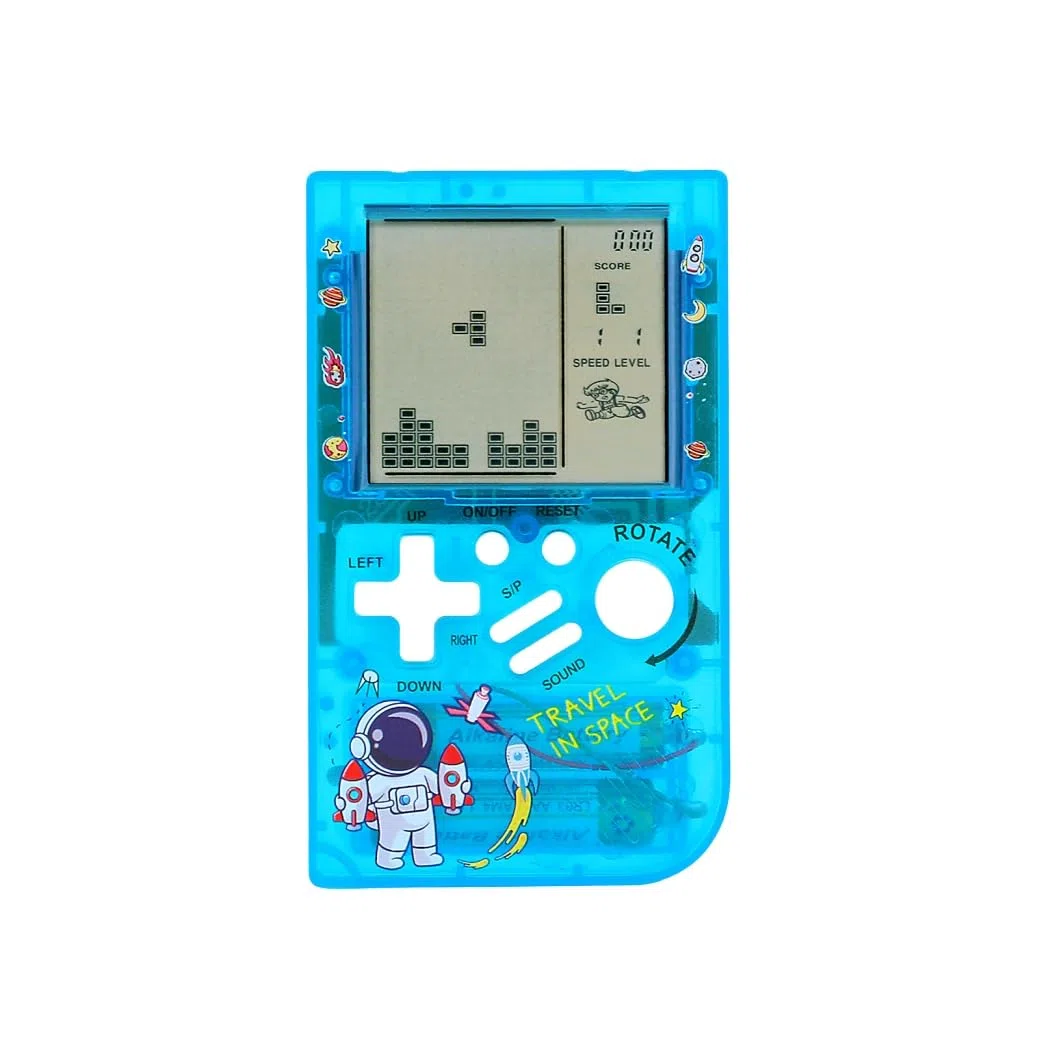 CZT Creativo trasparente piccolo Brick machine Console di gioco retrò Console di gioco portatile Puzzle interessante Regali per bambini Regali dello studente Console di gioco tascabile (Blue)