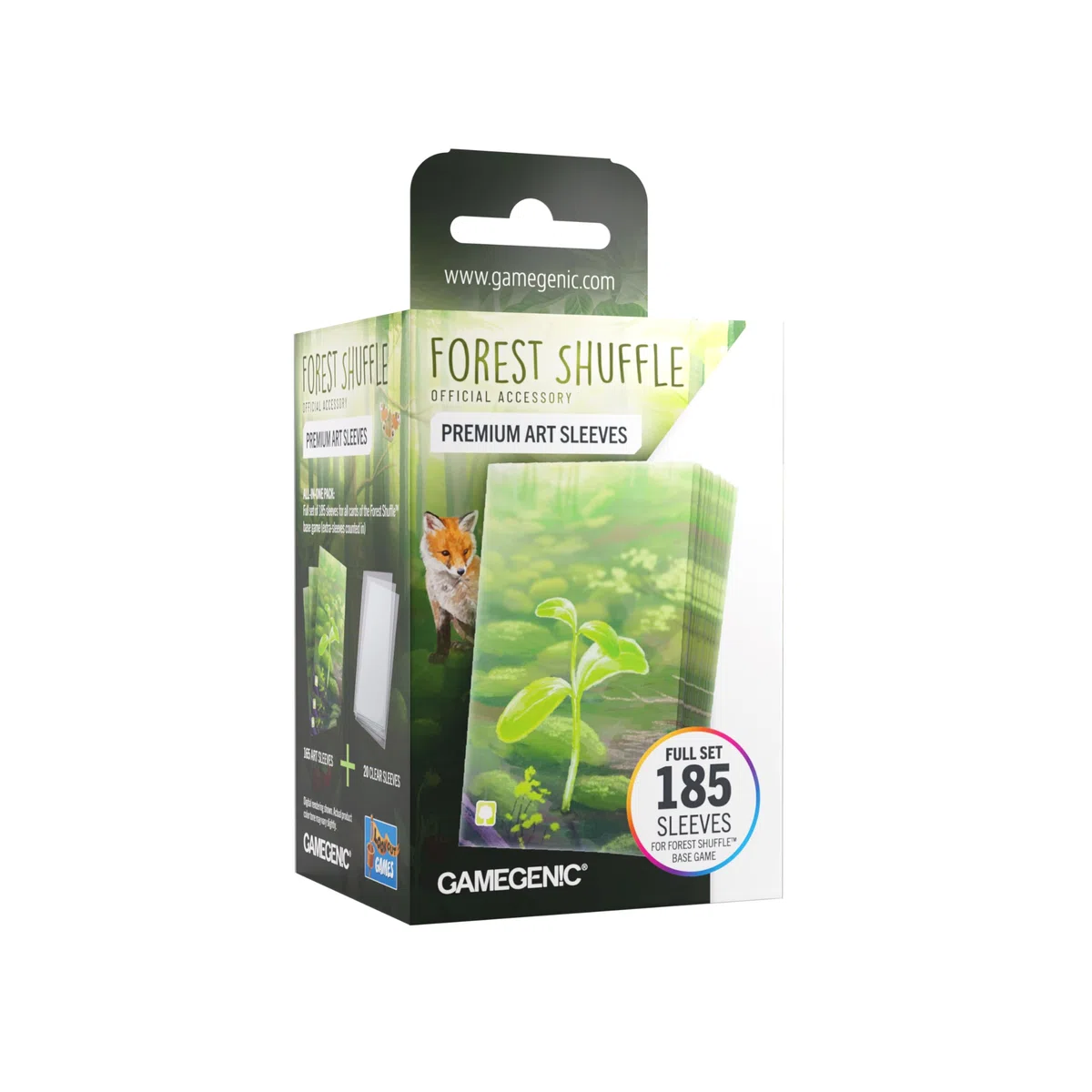 Asmodee – Forest Shuffle Premium Art Sleeves - Custodie ufficiali testurizzate per carte con design originale sul retro delle carte, 185 bustine